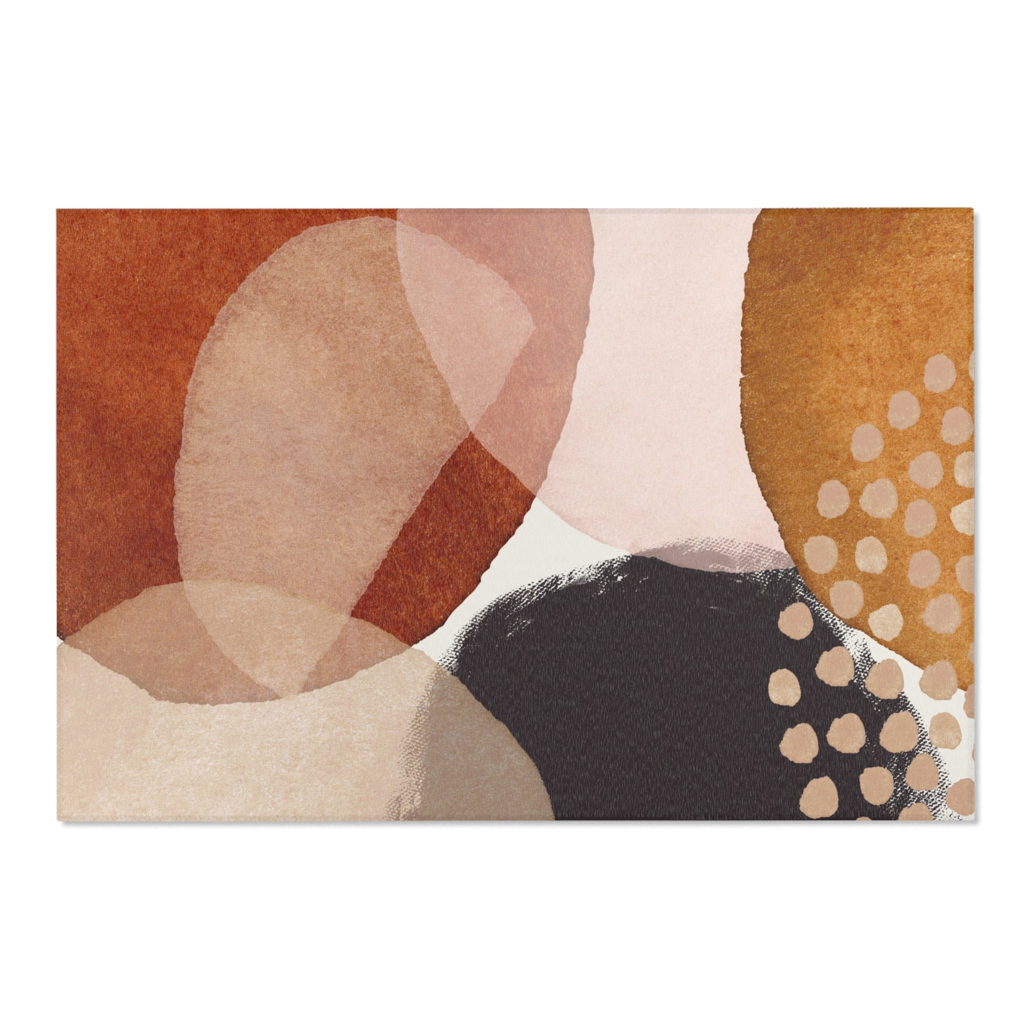 Abstract Area Rug | Rust Red, Beige Black Watercolor