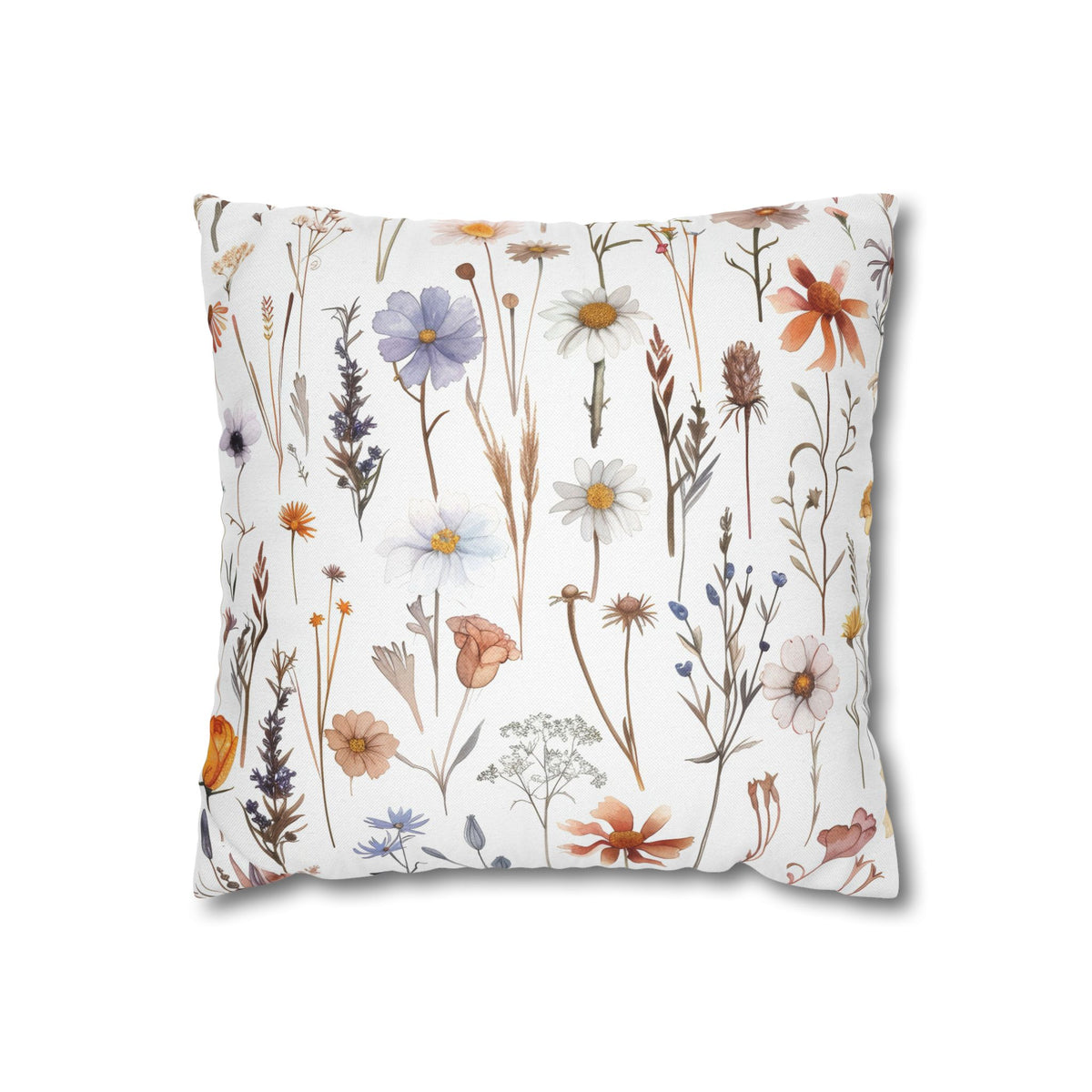 Orange Daisy Wildflower Pillow Cover | Terracotta Lavender