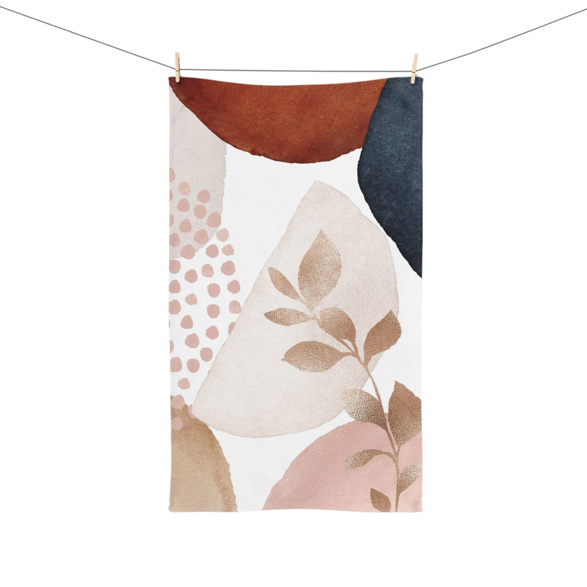 Abstract Kitchen, Bath Hand Towel | Blush Pink, White, Beige, Navy Towel