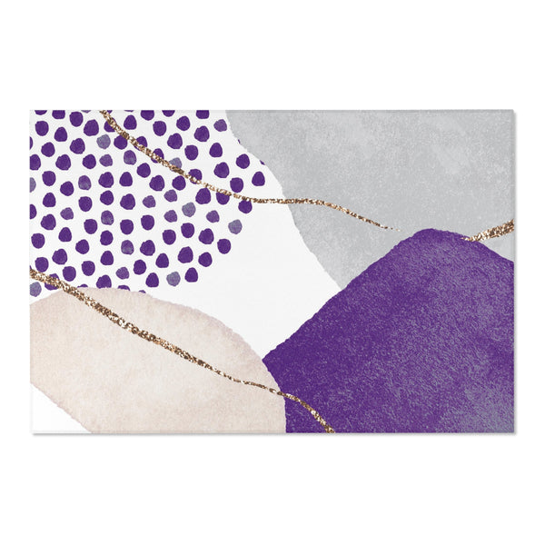 Abstract Boho Area Rug | Modern Grey, Lilac Purple Beige, Textured