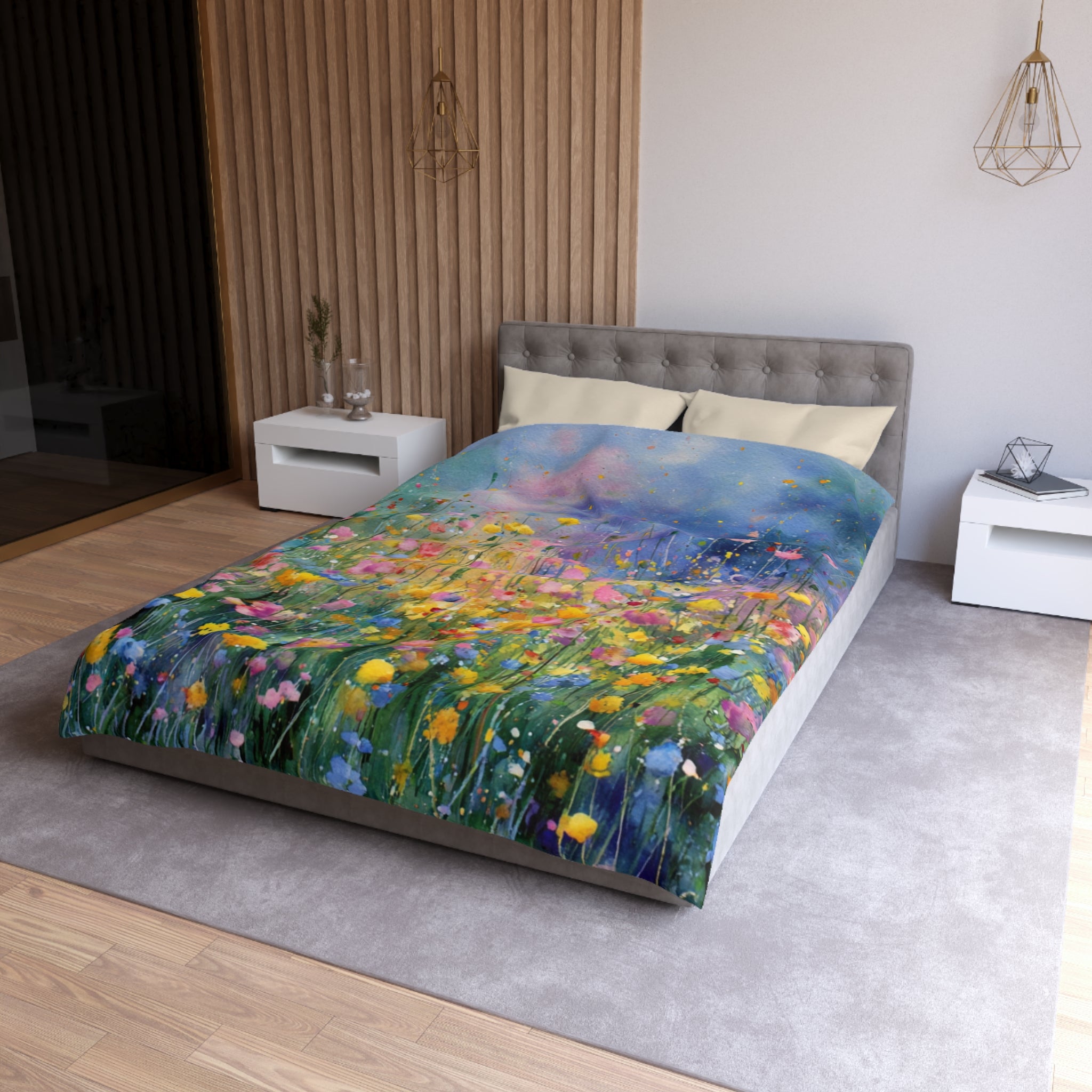 Floral Duvet, Pillow Cover | Blue Yellow Bedroom Decor