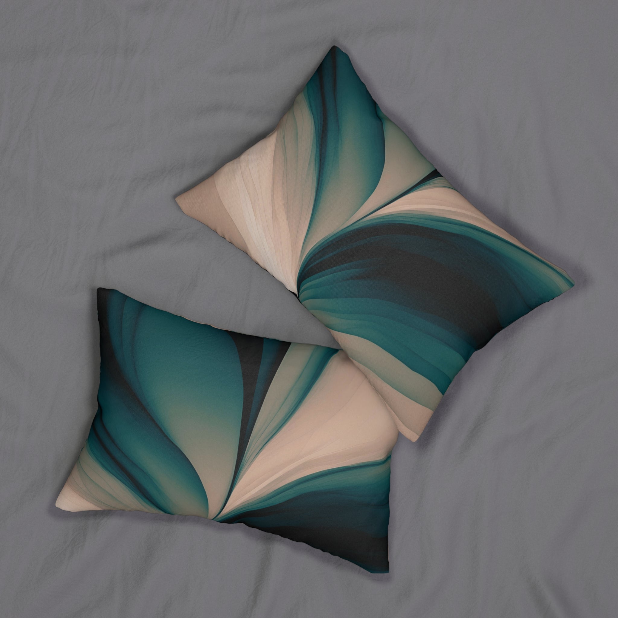 Abstract Lumbar Pillow | Beige, Dark Hunter Green