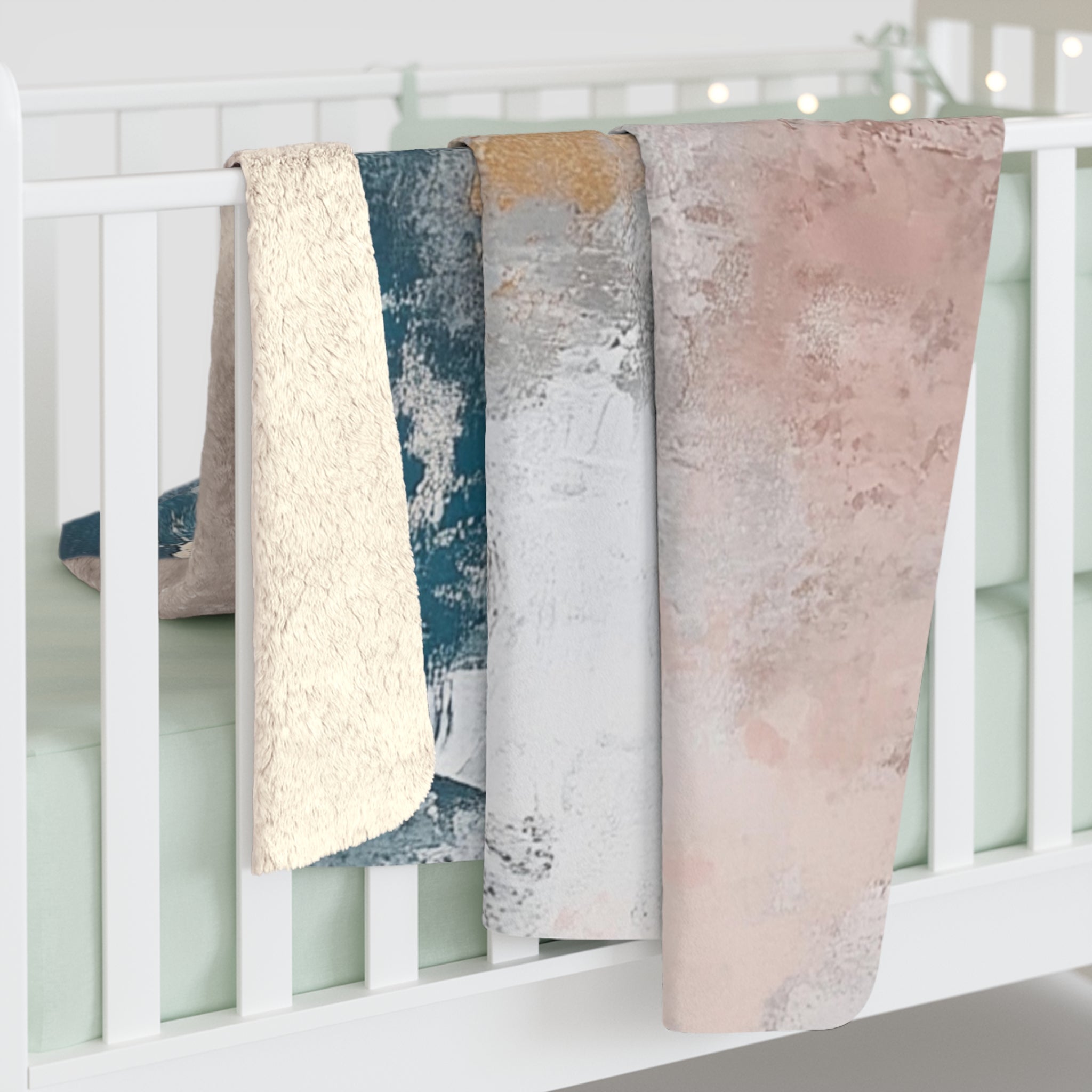 AbstractThrow Blanket | Navy Blue Blush Pink White Ombre