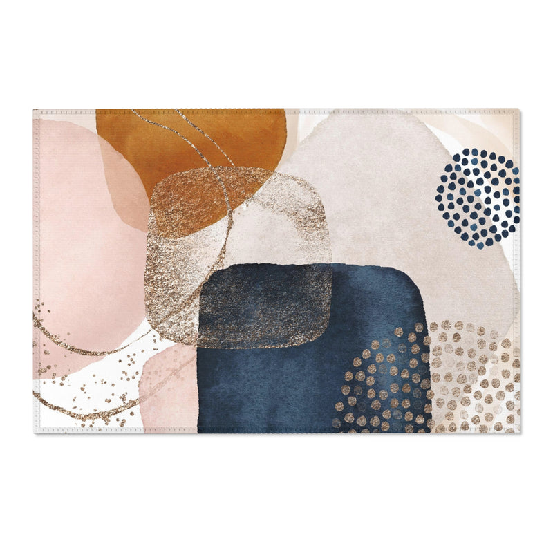 Abstract Area Rug | Navy Blush Pink Gold Blush Beige