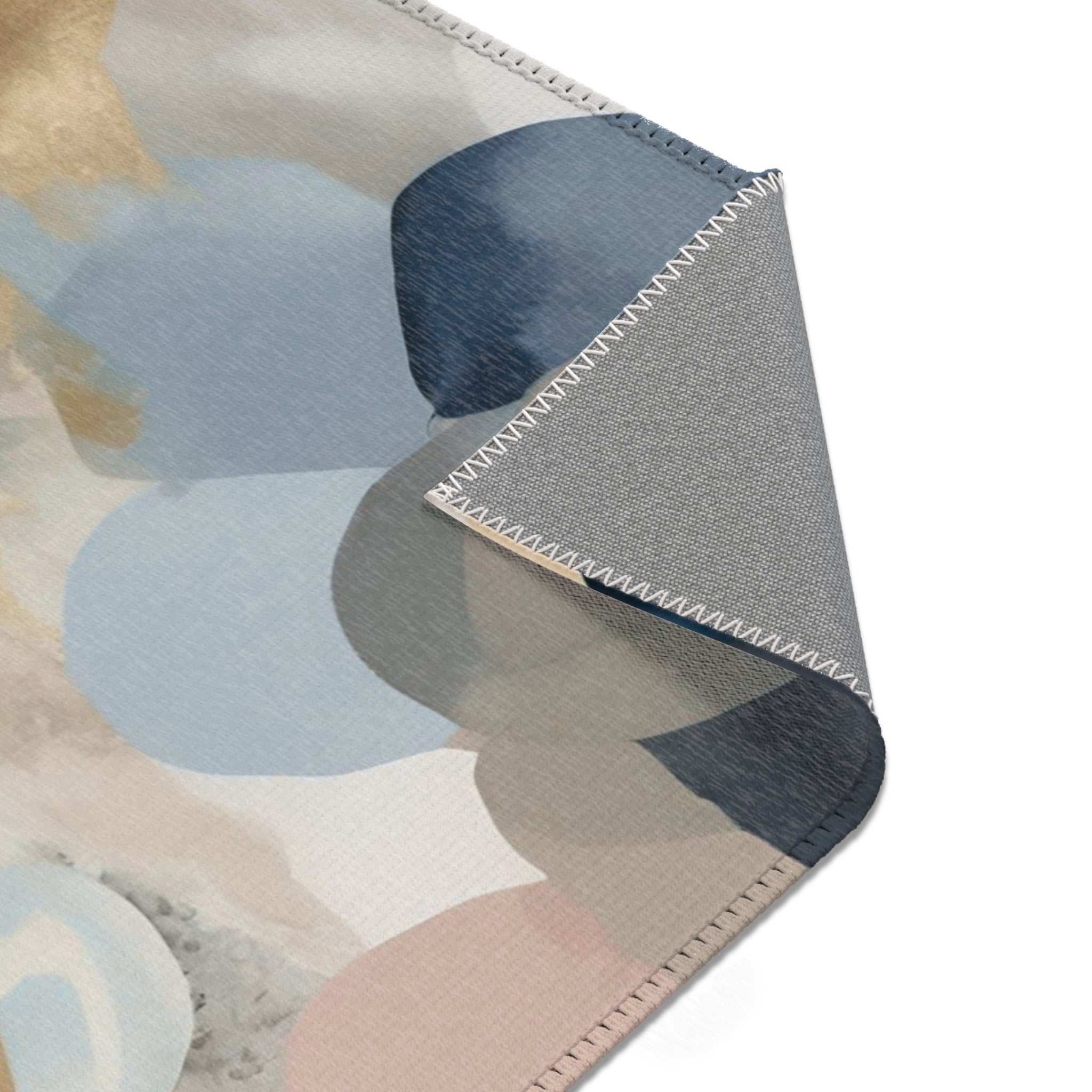 Abstract Area Rug | Sky Deni Blue, Grey Blush Pink Grey Beige Watercolor
