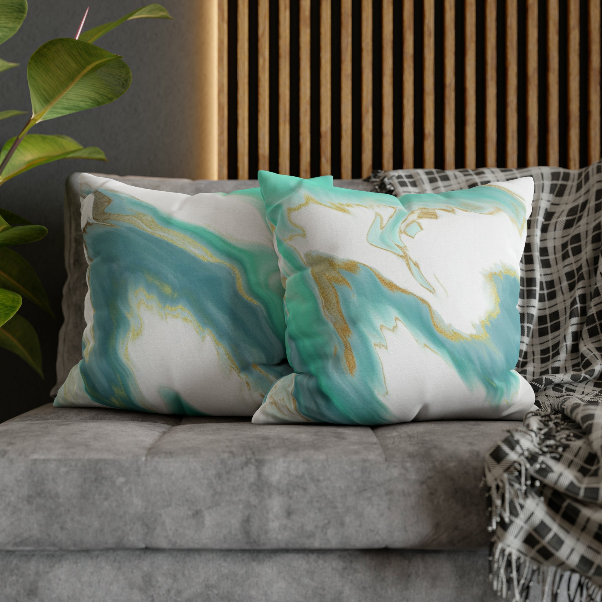 Abstract Pillow Cover | Sage Green Blue, White Beige