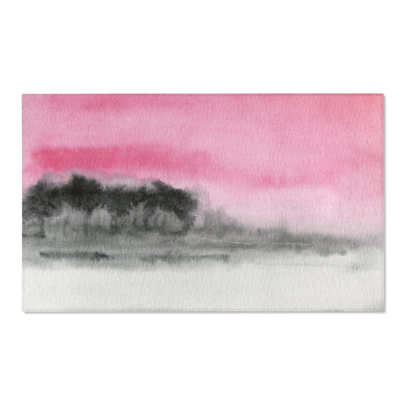 Abstract Area Rug | Pink, Gray Black Ombre, Landscape