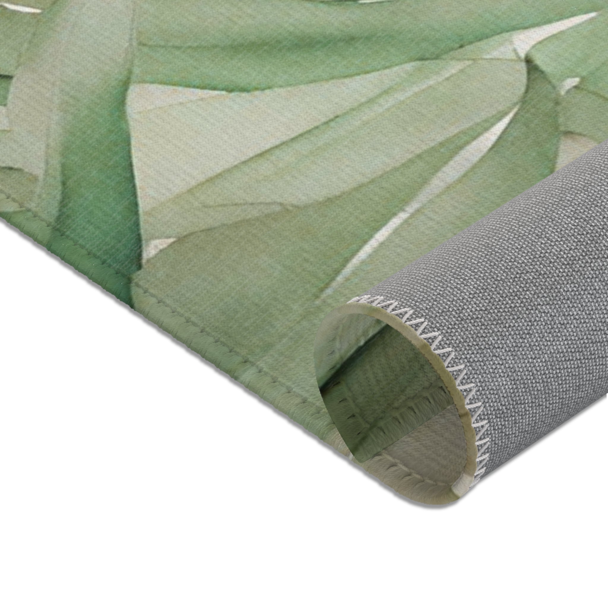Abstract Leaves Area Rug | Sage Green Beige Palm