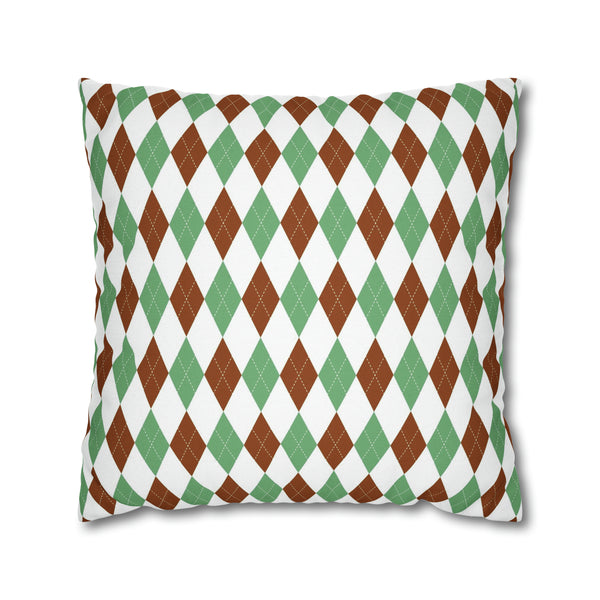 Argyle Pillow Cover | Diamond Checkered, Sage Green Brown