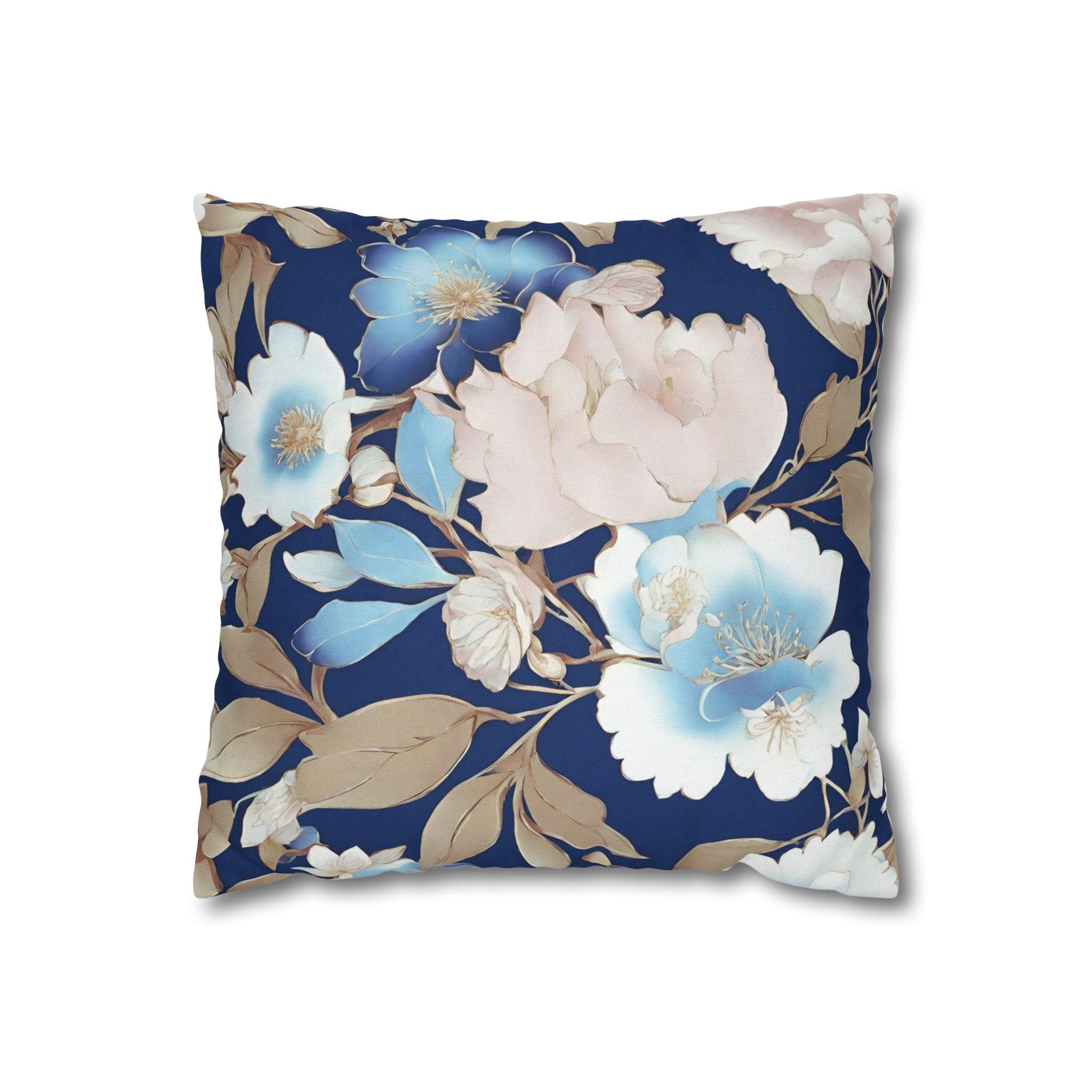 Floral Pillow Cover | Blue Beige Blush Garden