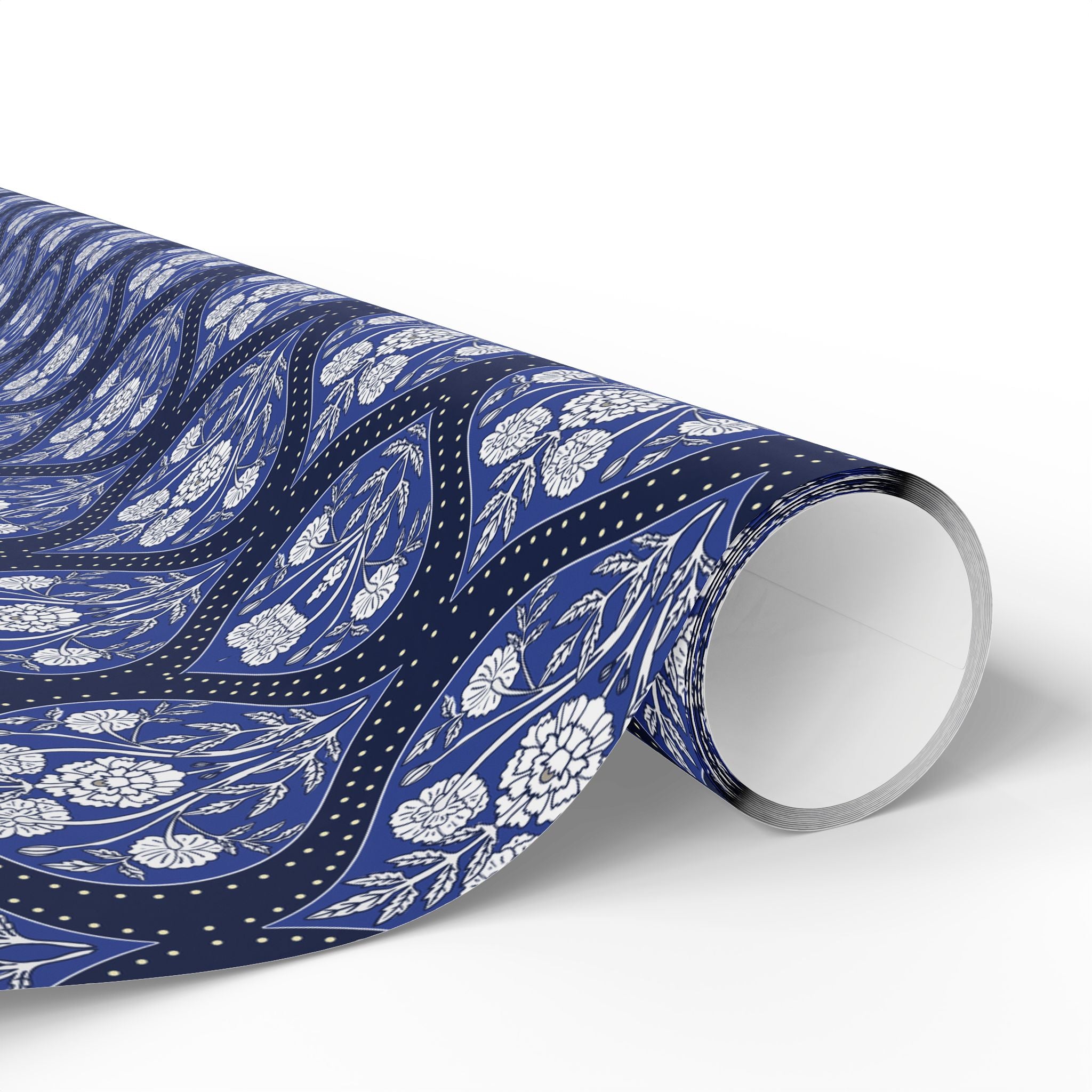 Elegant Wrapping Paper | Vintage Blue White Floral Gift Wrap for the Holidays, Birthdays
