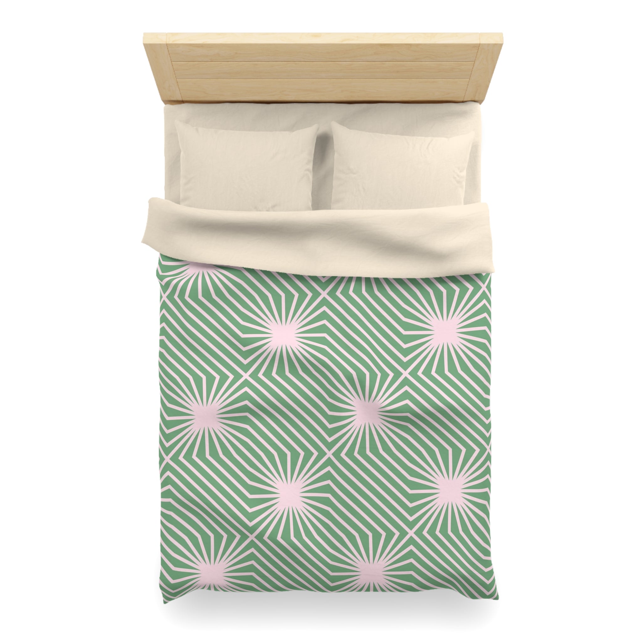 Art Deco Duvet Cover | Sage Green, Blush Pink Bedding Blanket Cover