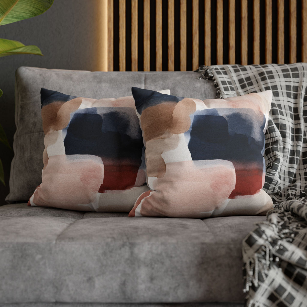Abstract Pillow Cover | Blush Navy Watercolor Pillowcase