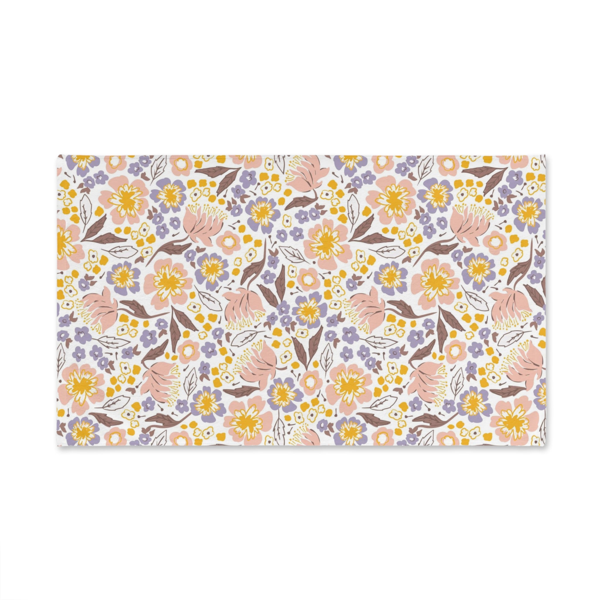 Floral Boho Kitchen, Bath Hand Towel | White Blush Pink Lavender Yellow