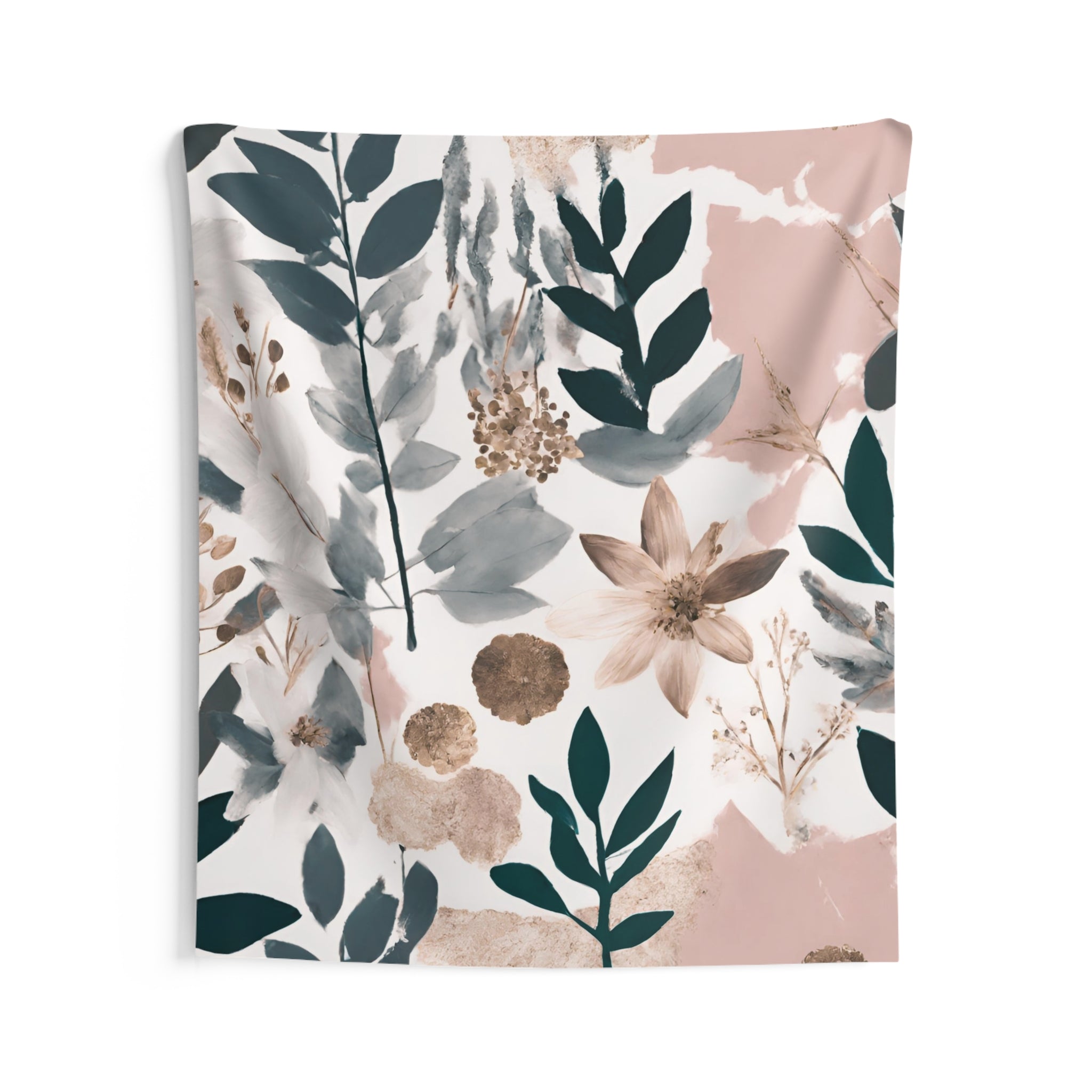 Abstract Floral Wall Hanging Fabric Tapestry; Watercolor