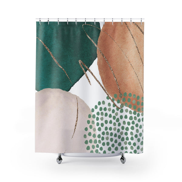 Abstract Shower Curtain | Blush Pink, Sage Green, Beige