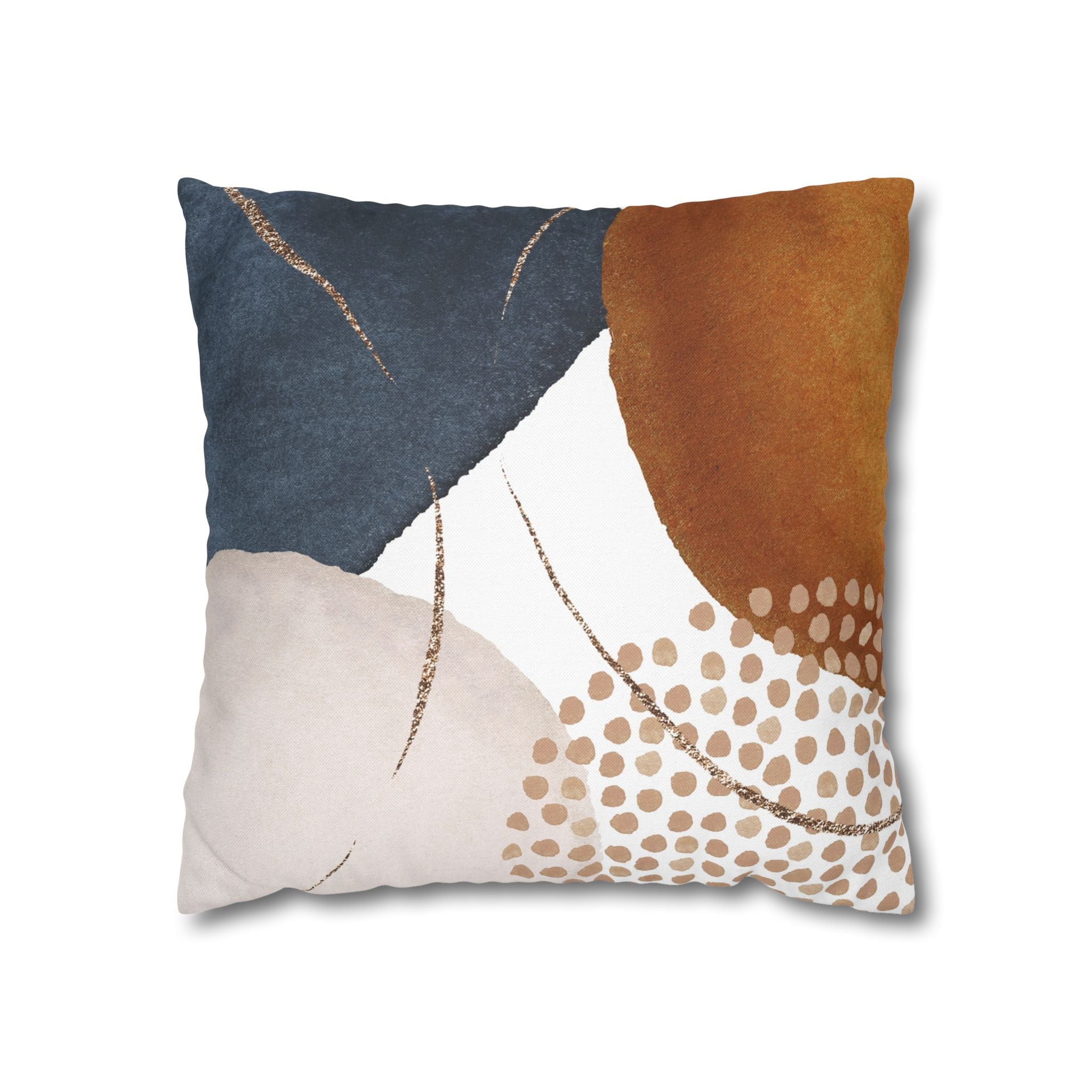 Abstract Pillow Cover | Earthy Neutral Blue Burnt Orange Beige Watercolor Pillowcase