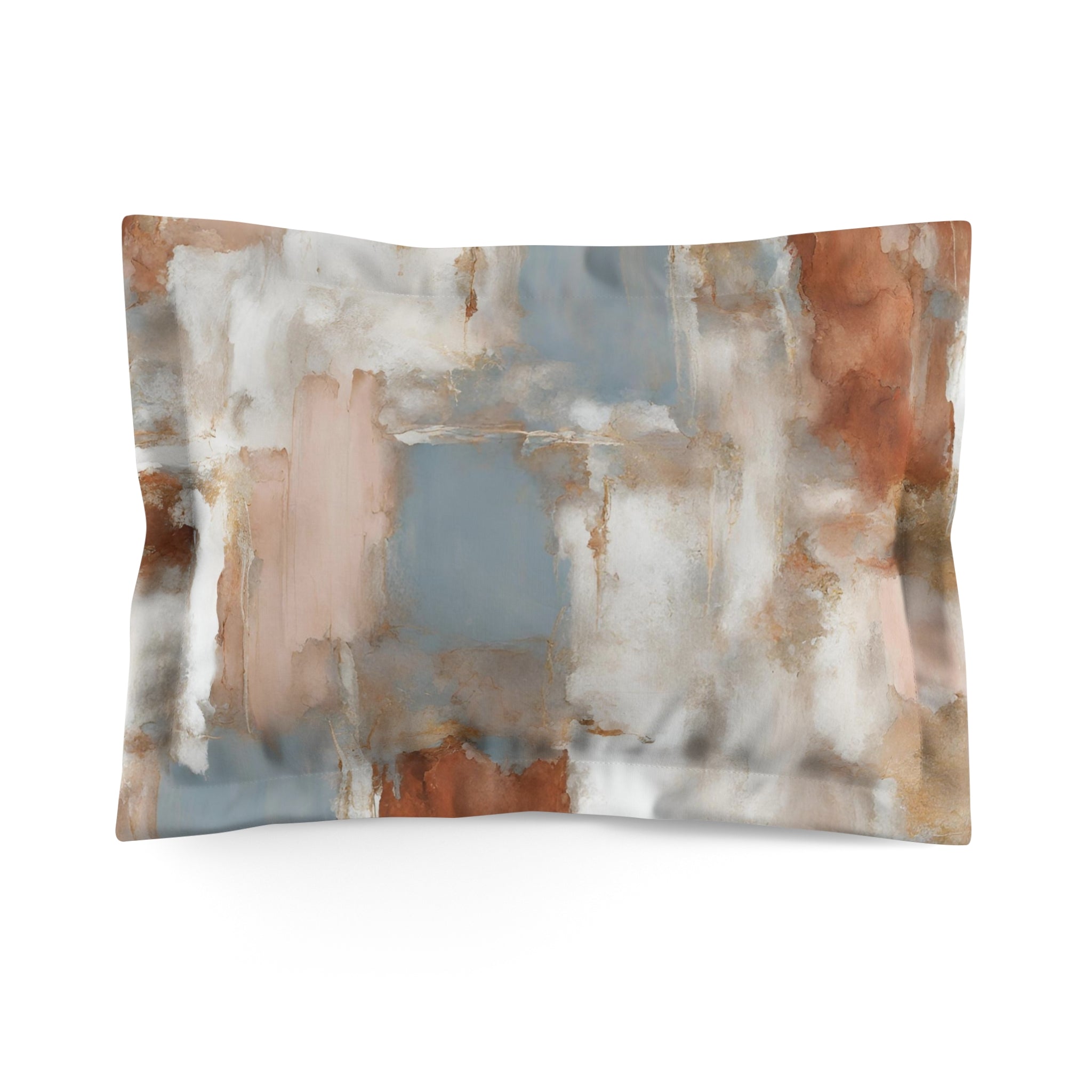 Bedding Pillow Sham | Beige Rust, Blue White