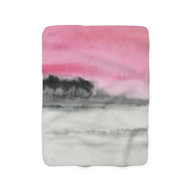 Cozy Comfy, Abstract Blanket | Pink, Gray Black Ombre, Landscape