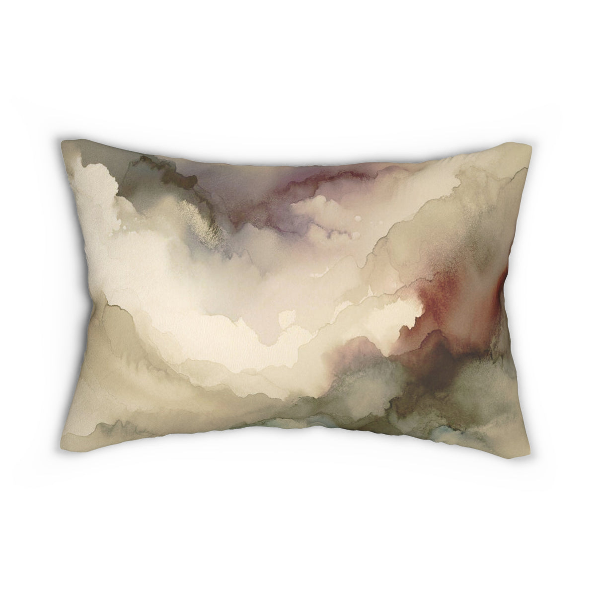 Taupe Mauve and Rust Alcohol Ink Lumbar Pillow