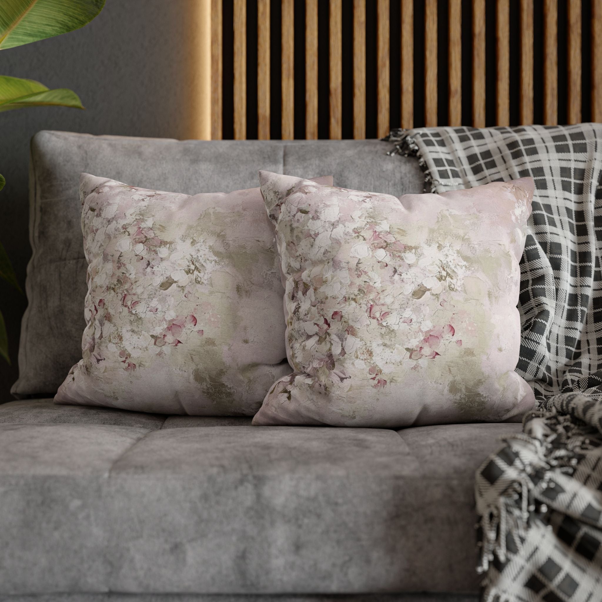Botanical Watercolor Throw Pillow Cover | Pastel Blush Decor