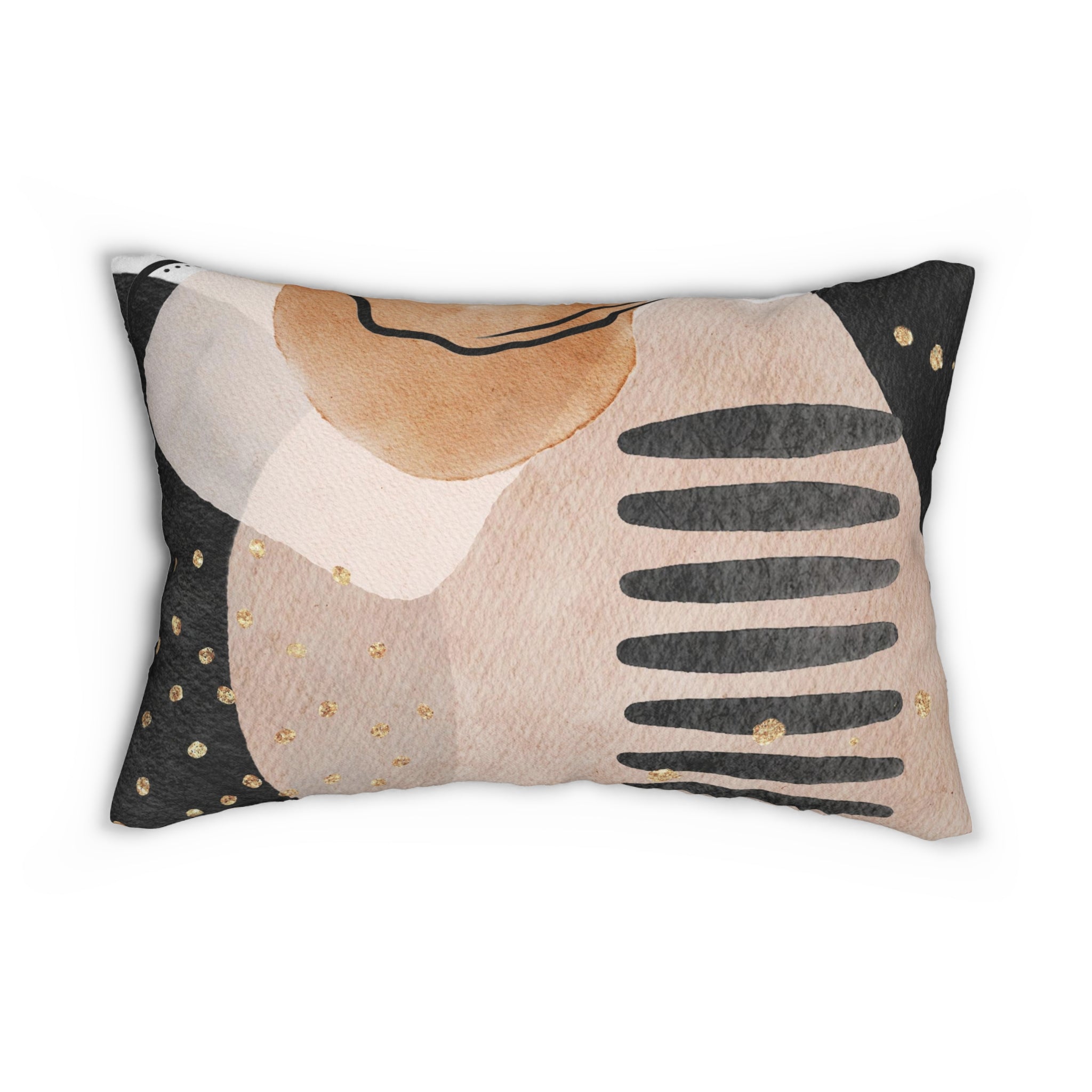 Boho Lumbar Pillow | Abstract Black Blush Beige Ombre