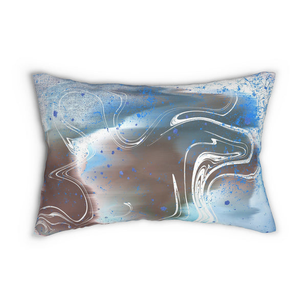 Abstract Lumbar Pillow | Blue Brown White