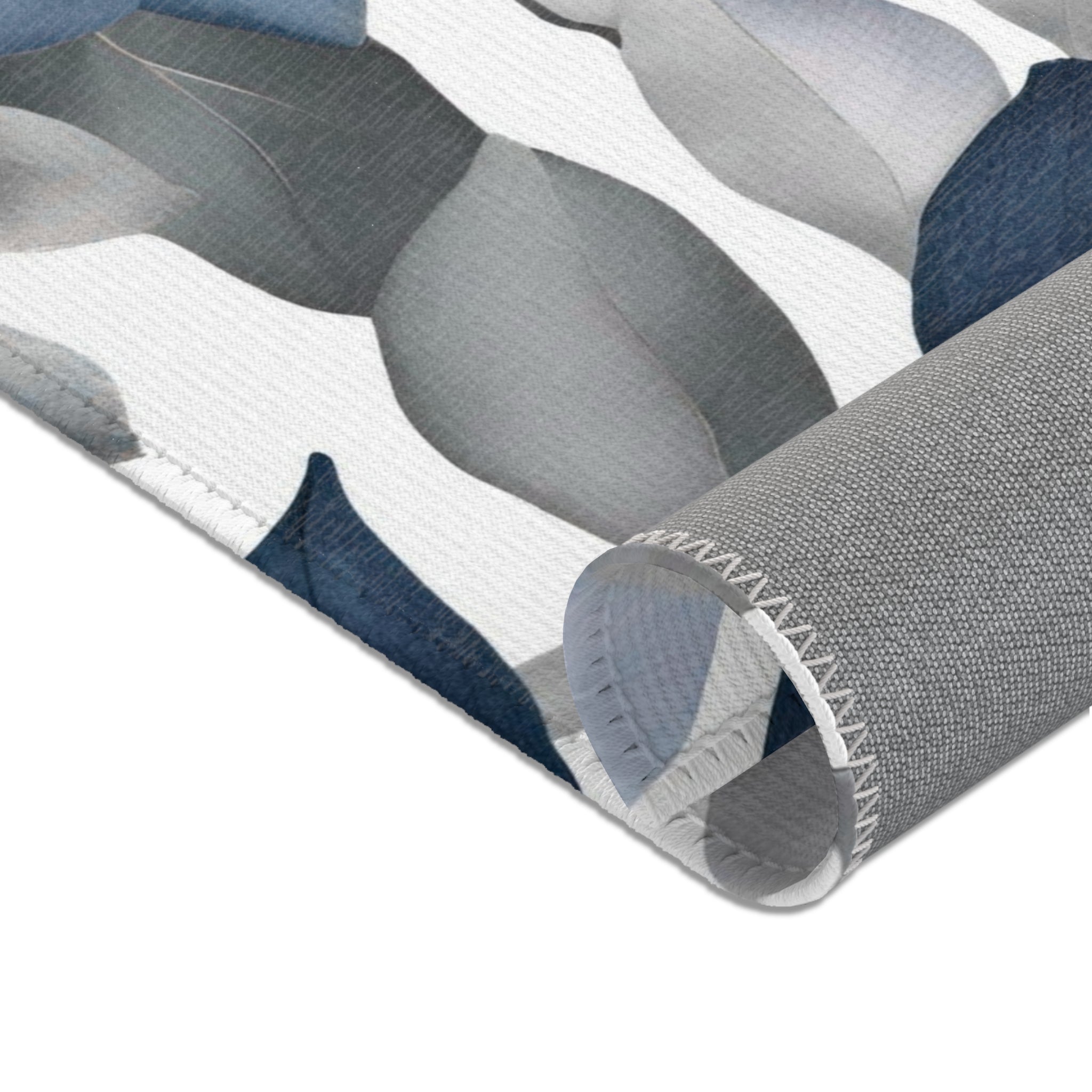 Abstract Leaves Area Rug | Blue Grey White