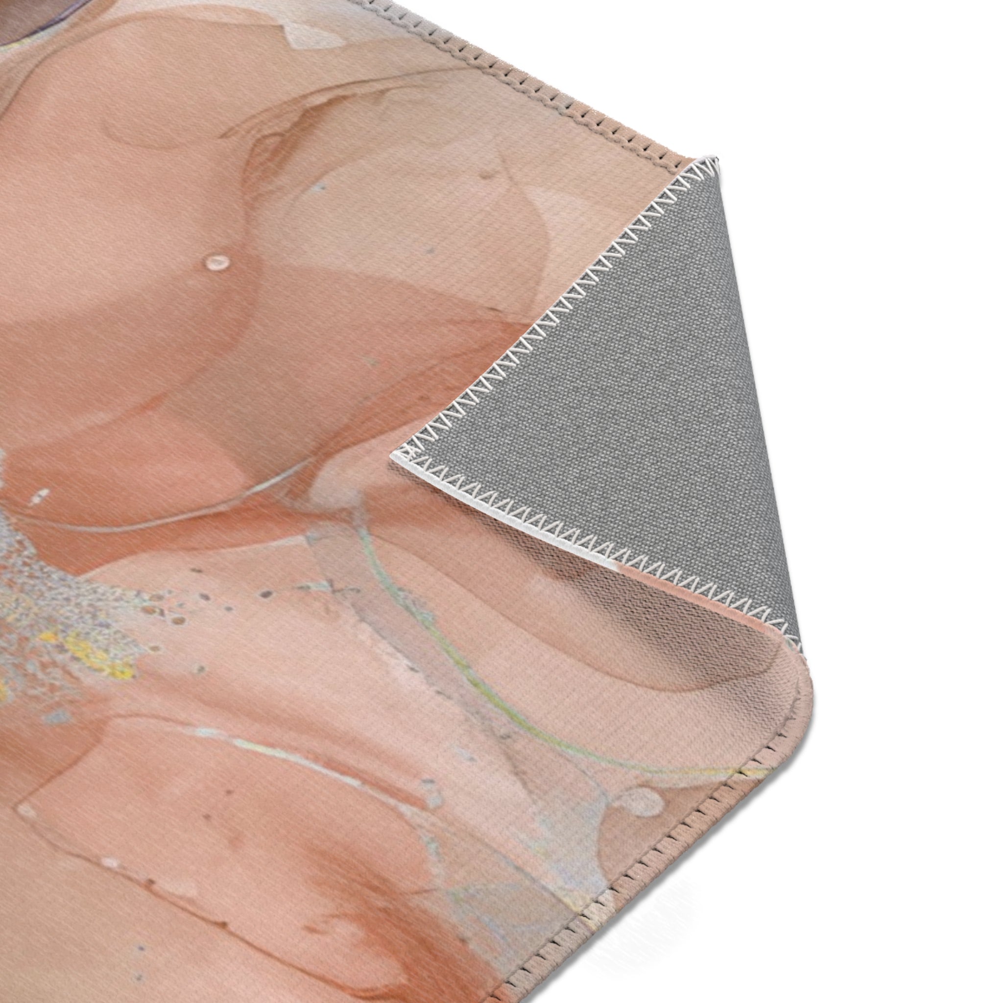 Abstract Floral Area Rug | Peach Brown Beige Watercolor