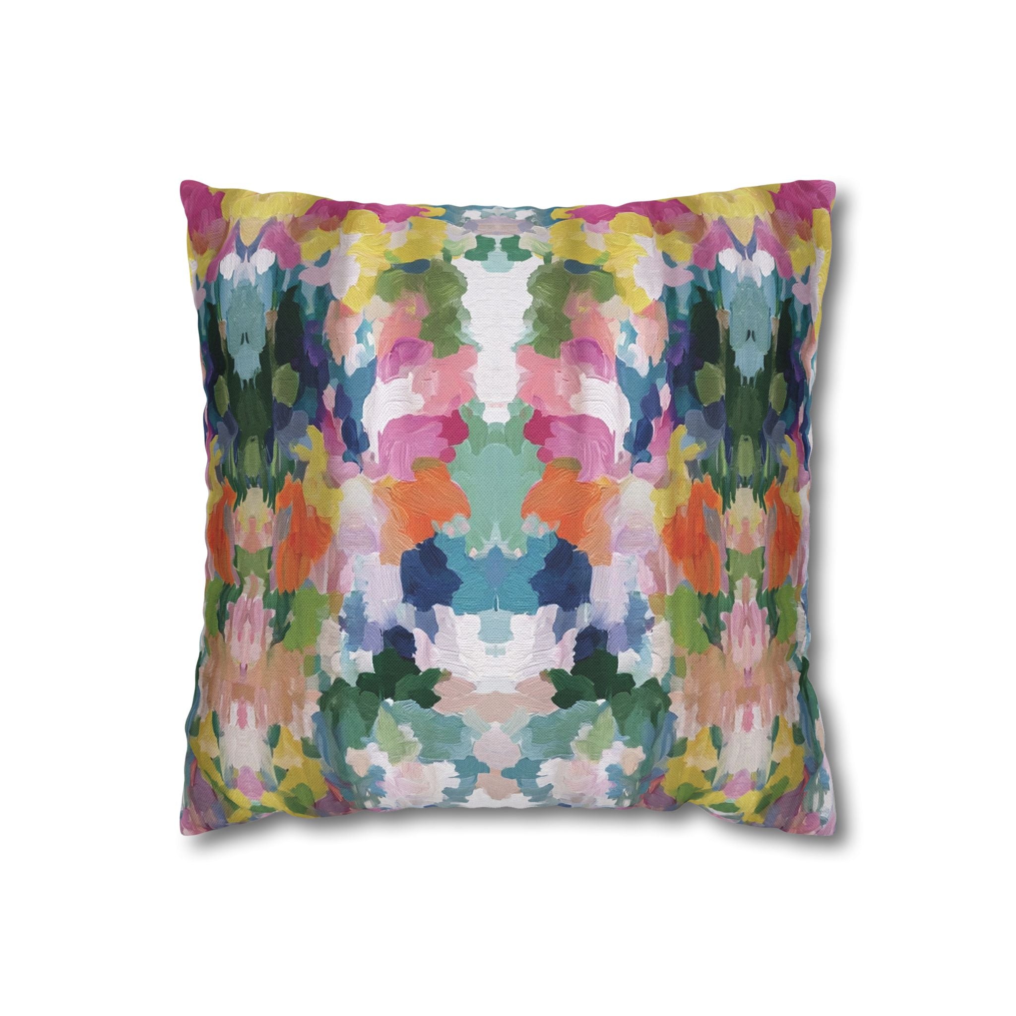 Mirrored Art Throw Pillow Cover | Colorful Abstract Watercolor
