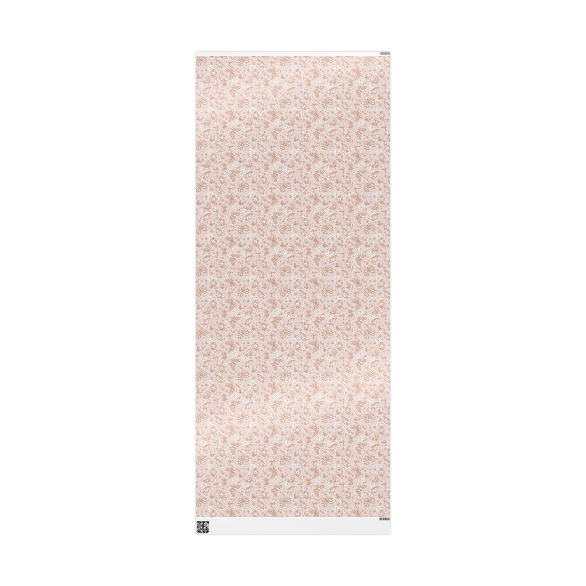 Retro Butterflies Wrapping Paper, Blush Pink Botanical Gift Wrapping for the Holidays, Birthdays