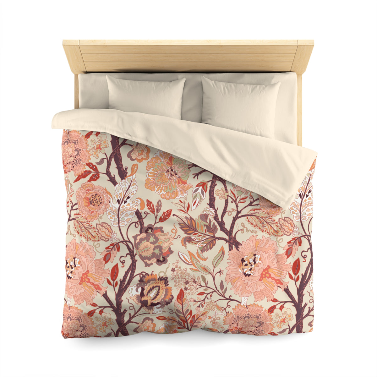Jacobean Floral Duvet Cover | Peach Terracotta Plum Cream
