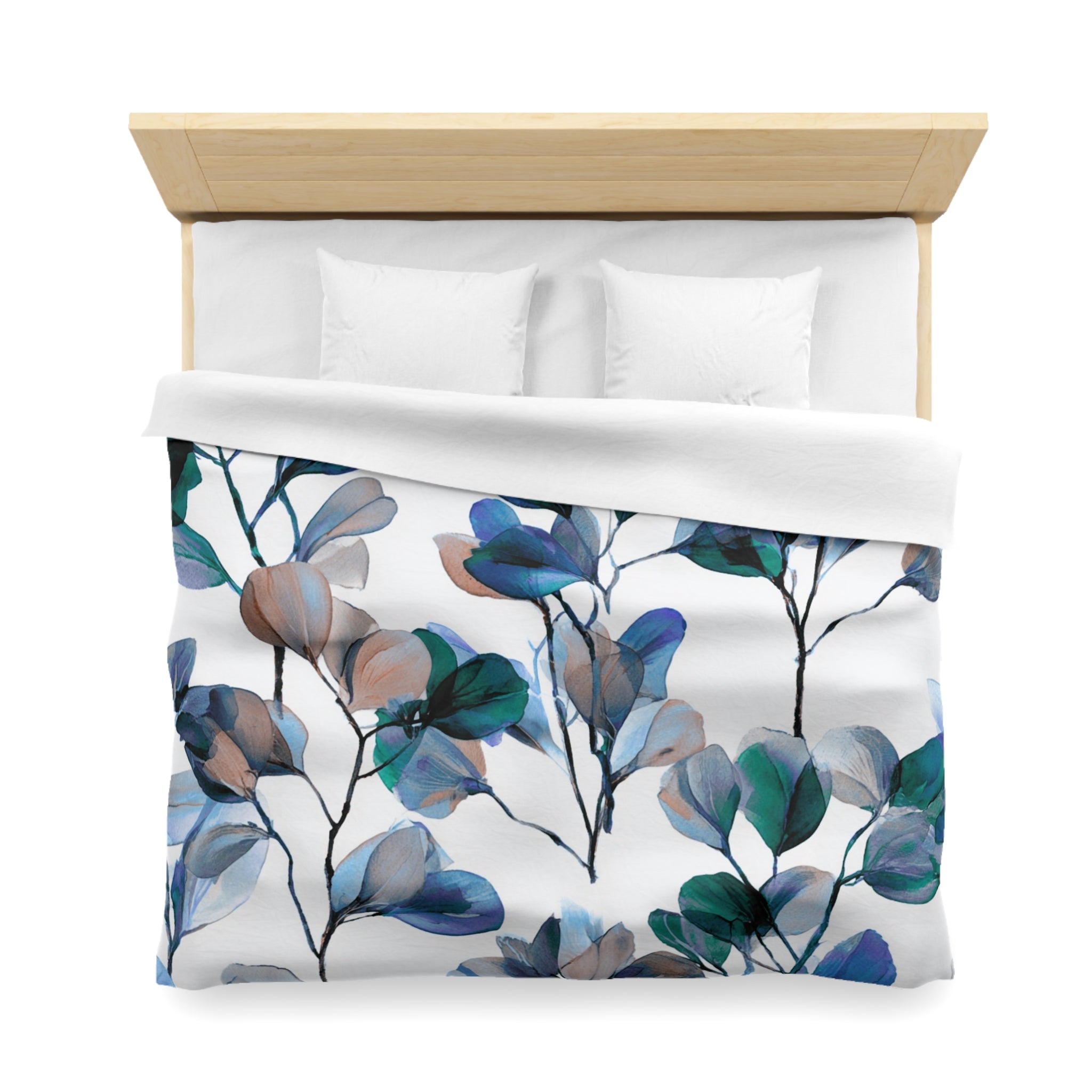 Floral Duvet, Pillow Cover | White Blue Bedroom Decor