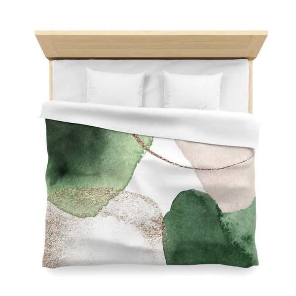 Abstract Duvet Cover | White Sage Green, Blush Beige