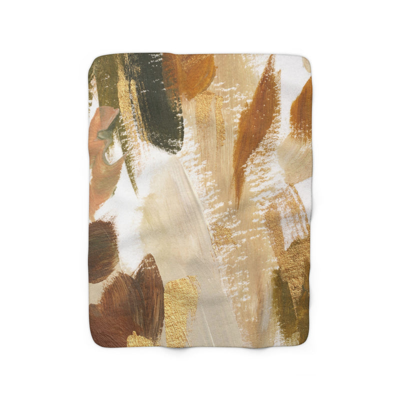 Abstract Comfy Blanket | Earthy Brown Beige Acrylic Paint Print