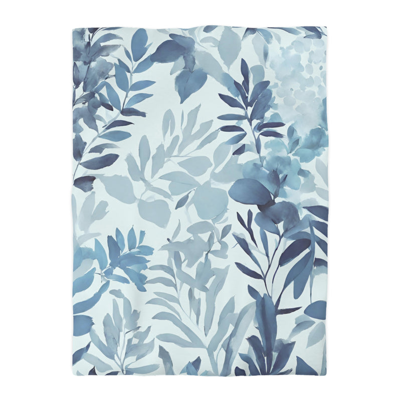 Boho Duvet Cover | Floral Pale Navy Blue, Eucalyptus Leaves