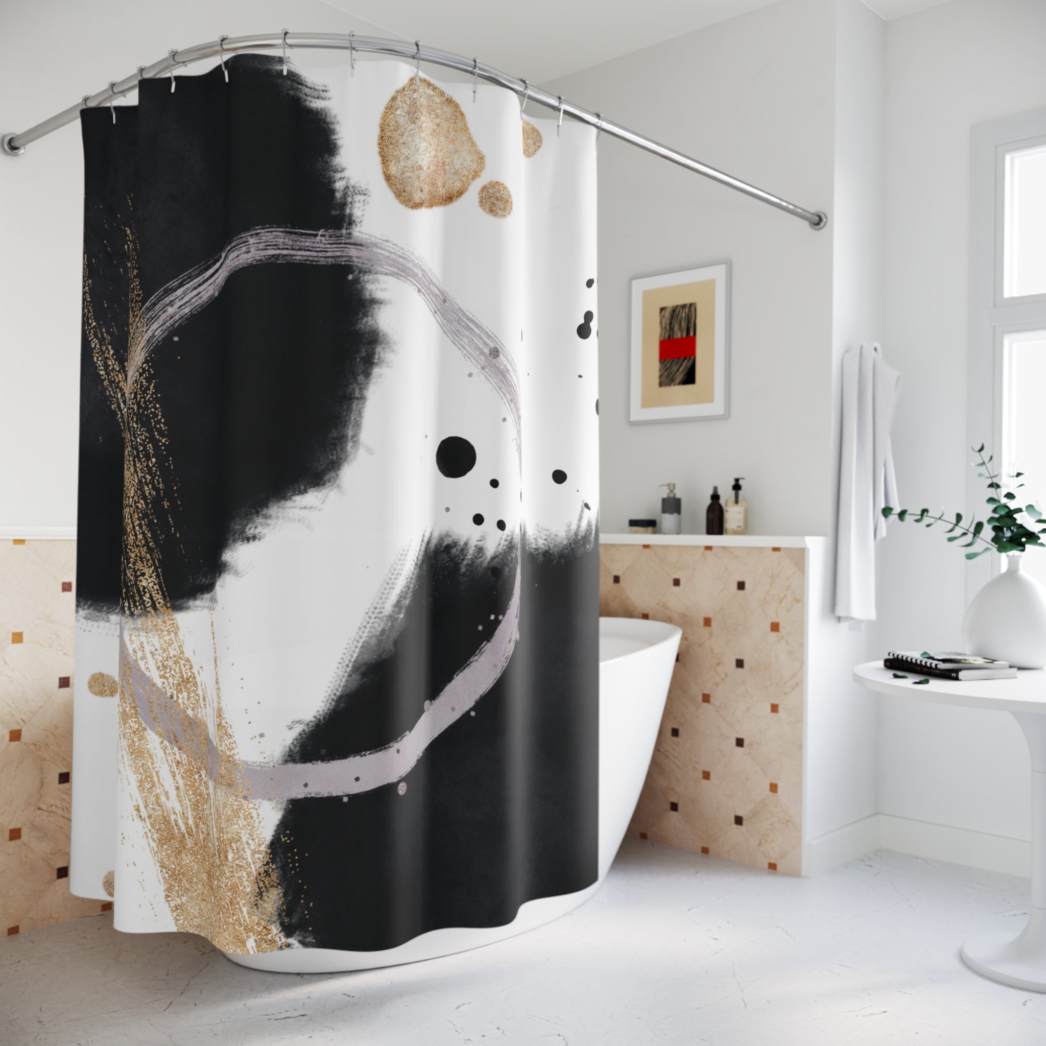 Black White Shower Curtain | Abstract