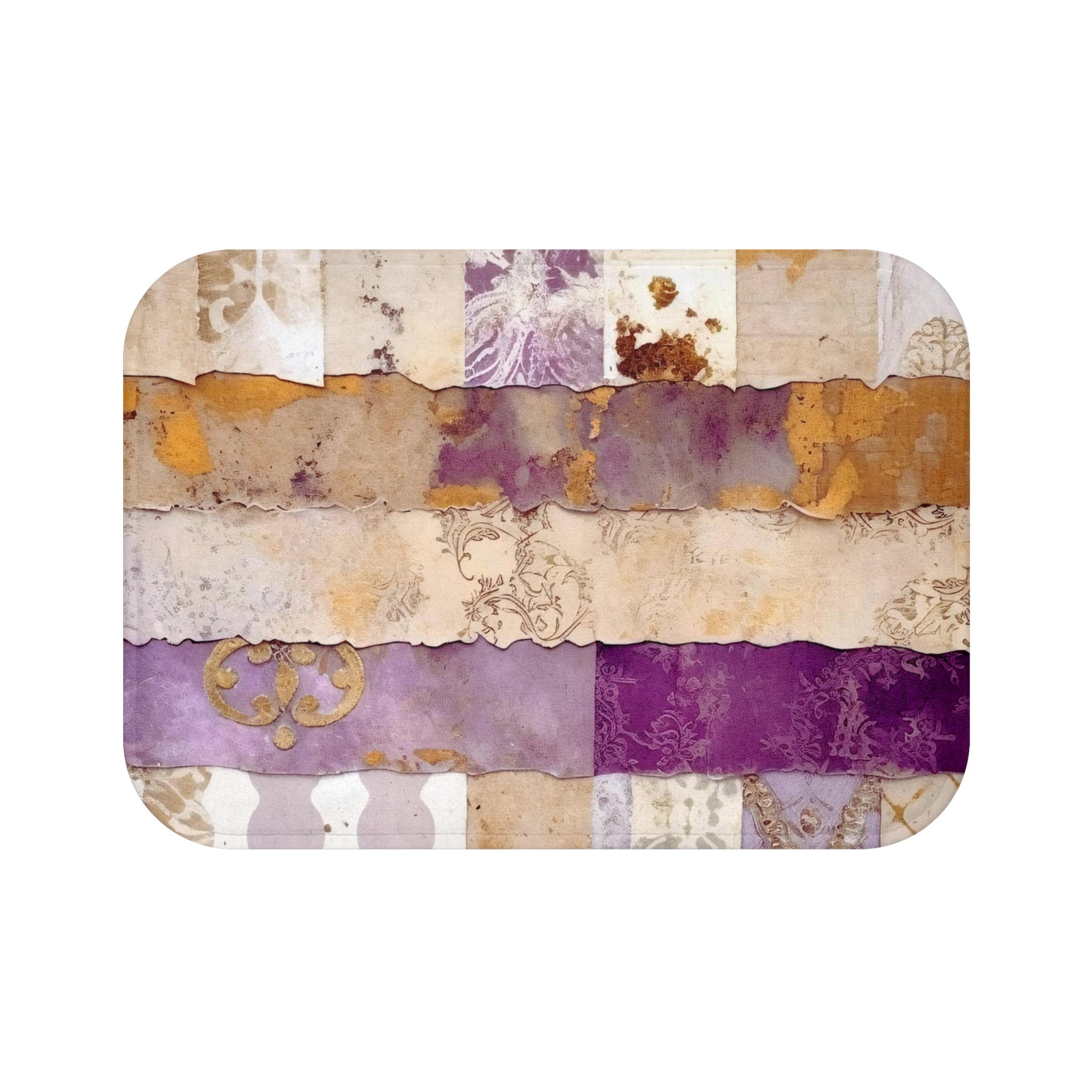 Boho Bath Mat, Kitchen | Bohemian Lilac Purple, Beige