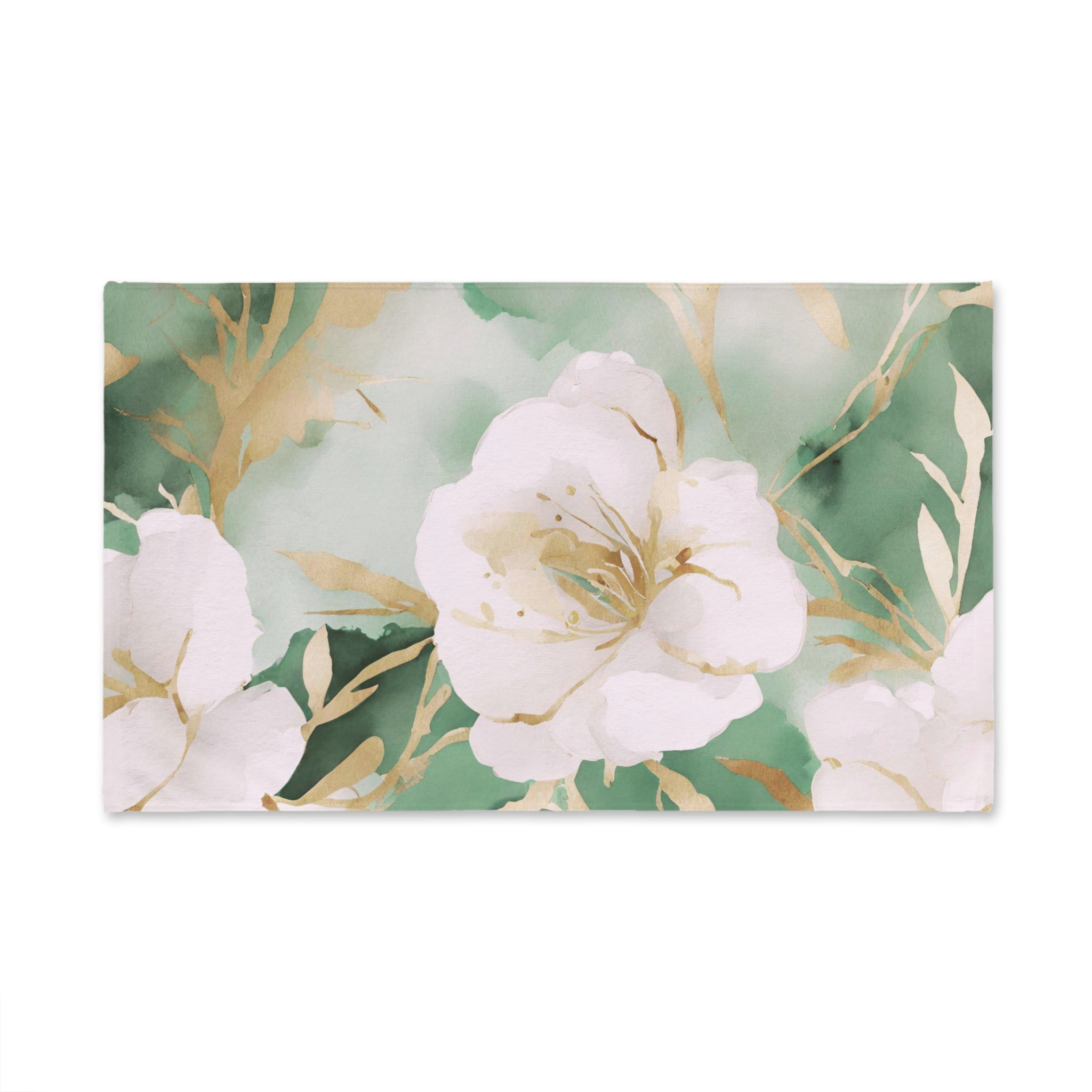 Floral Kitchen, Bath Hand Towel | Sage Green Muted Gold, Blush Pink