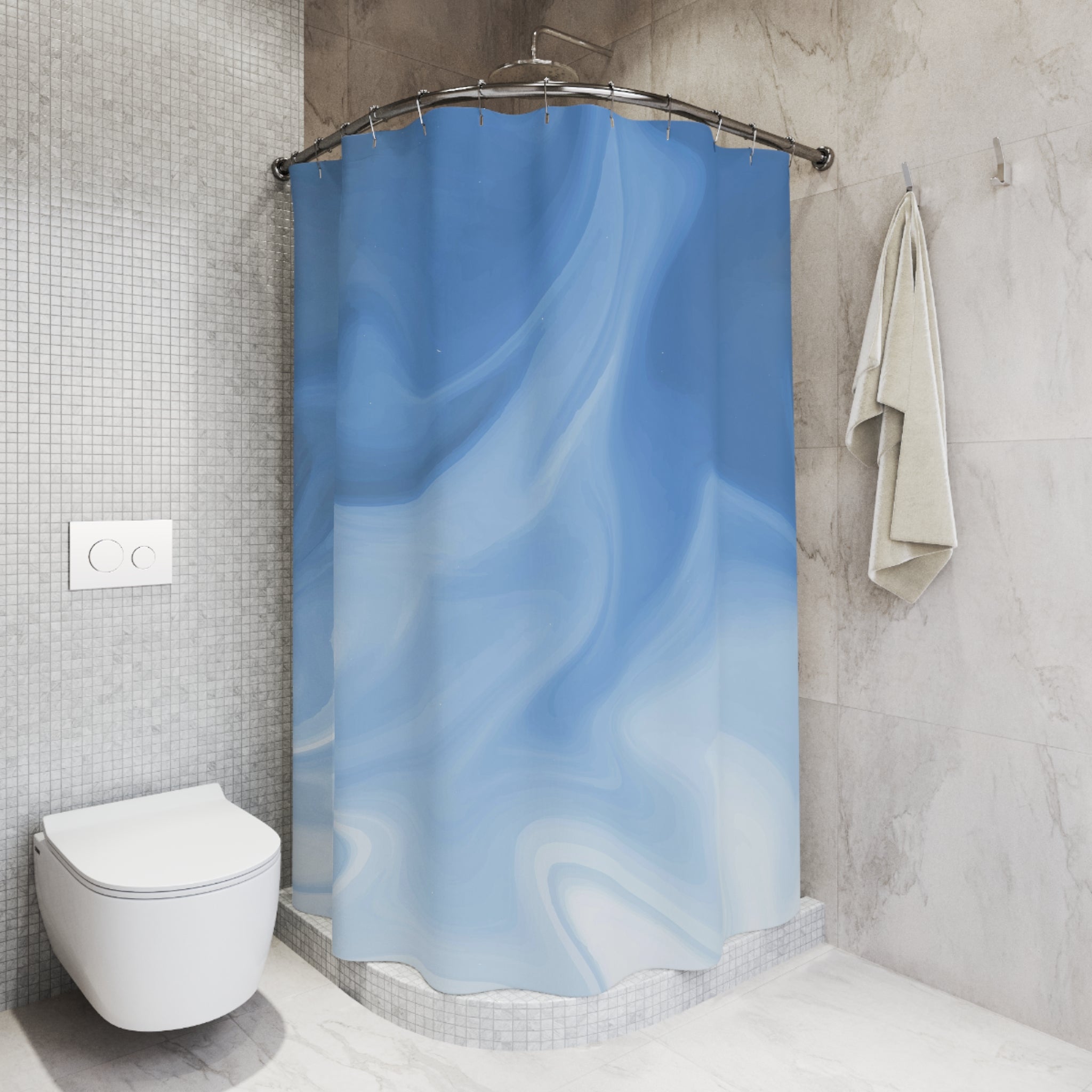 Abstract Shower Curtain | Sky Pale Blue, Ombre Gradient