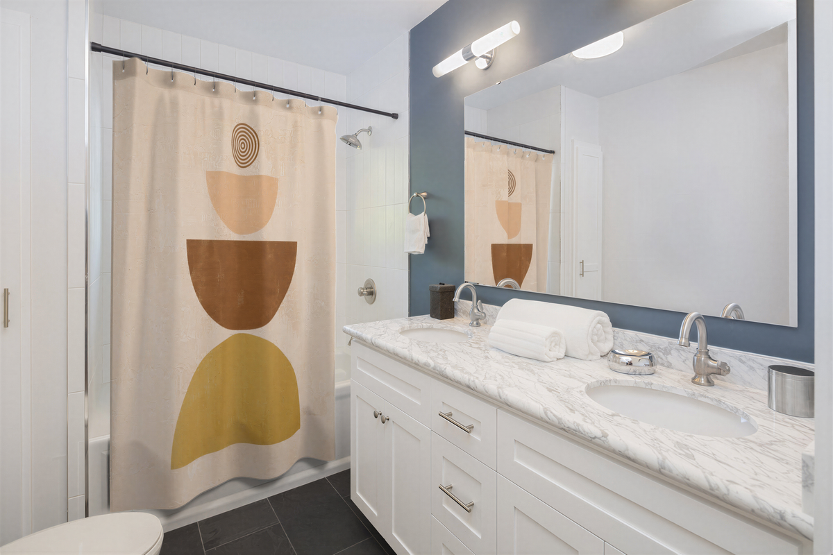 Beige and Brown Boho Shower Curtain