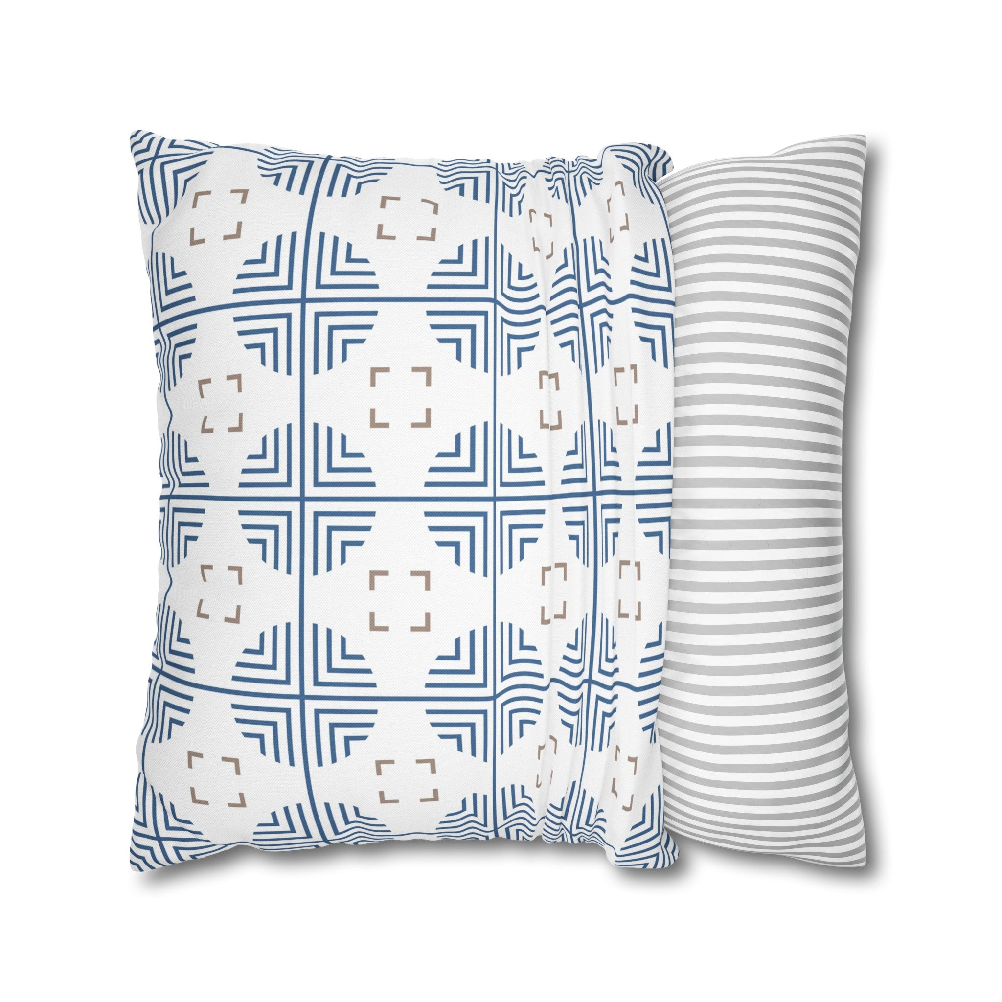 Retro Pillow Cover | Art Deco Blue, White, Beige