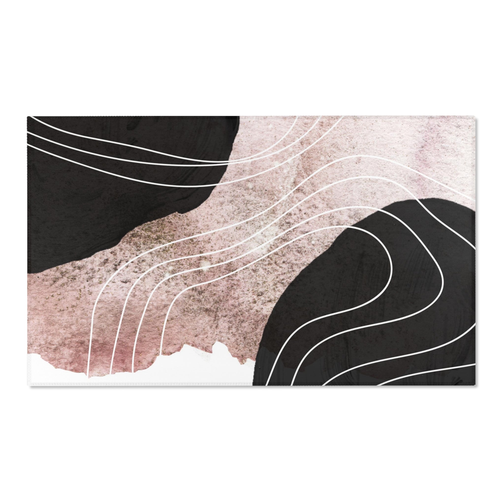 Abstract Boho Area Rug | White, Dusty Pink, Black