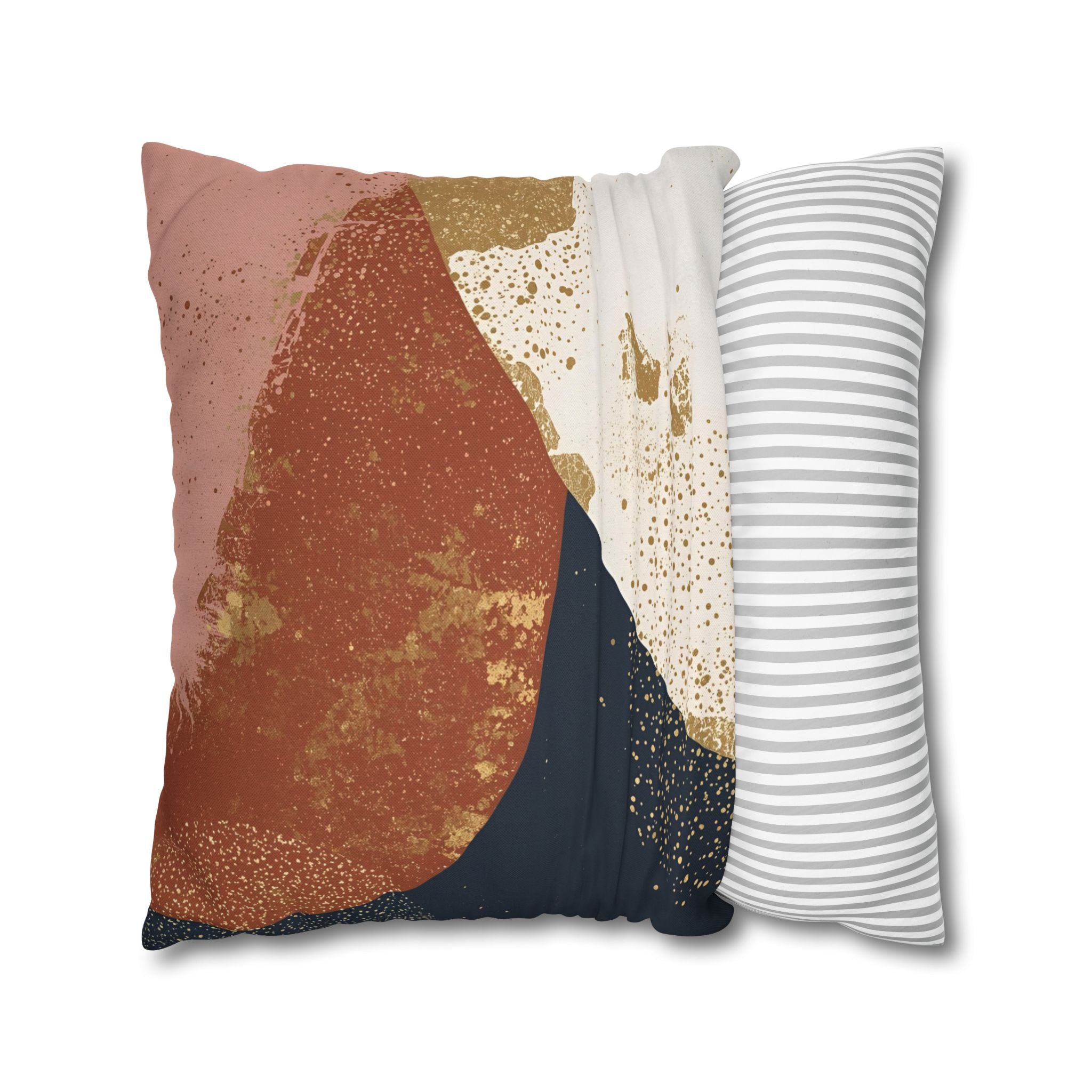 Abstract Pillow Cover | Earthy Neutral Blue White Rust