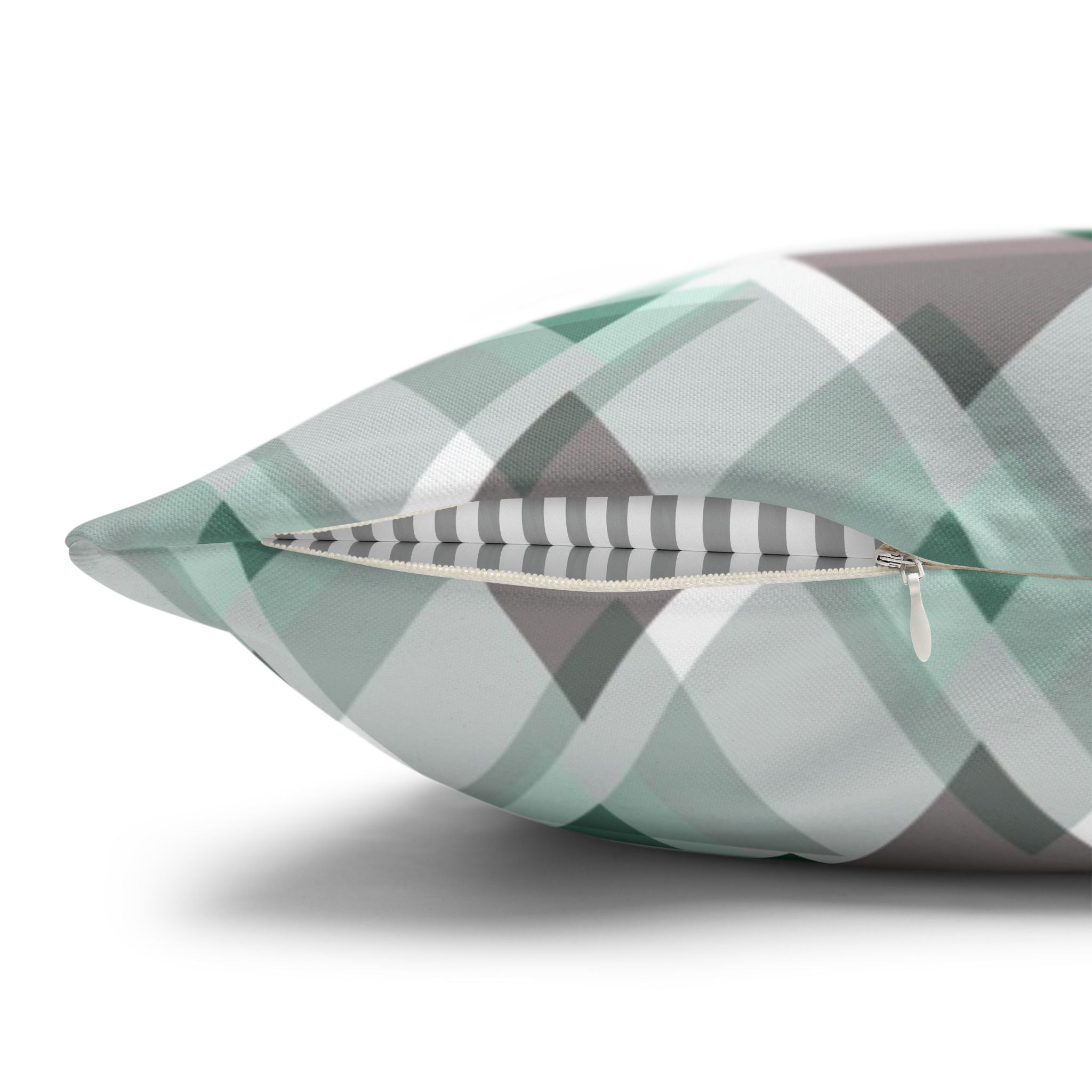 Abstract Pillow Cover | Geometric Green Grey White Pillowcase