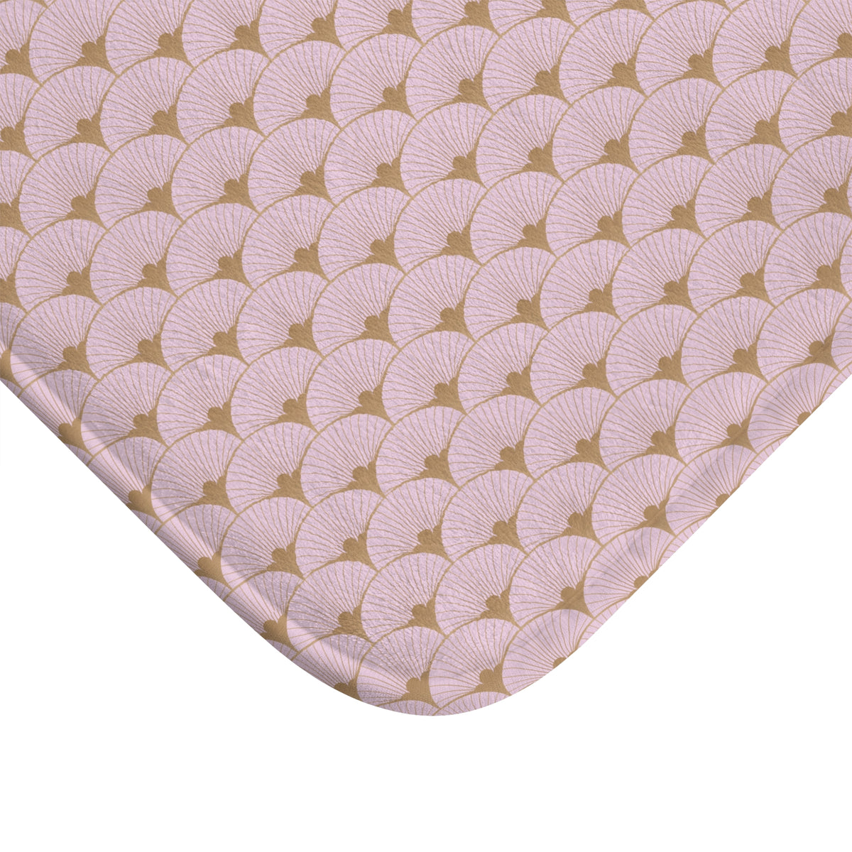 Blush Camel Deco Fan Bath Mat, Vintage Bathroom Rug