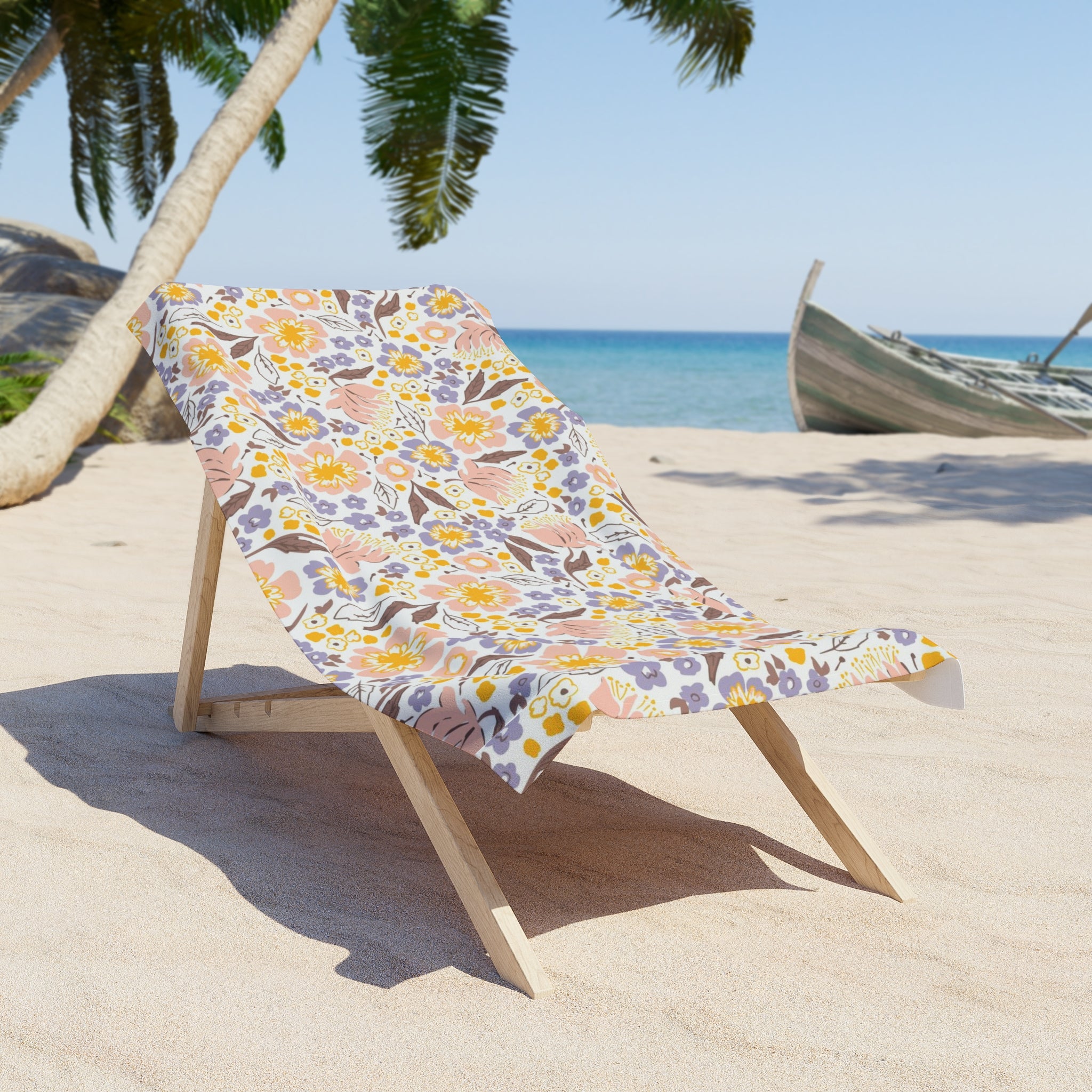 Floral Bath Beach Towel | White Sage Green Eucalyptus Leaves