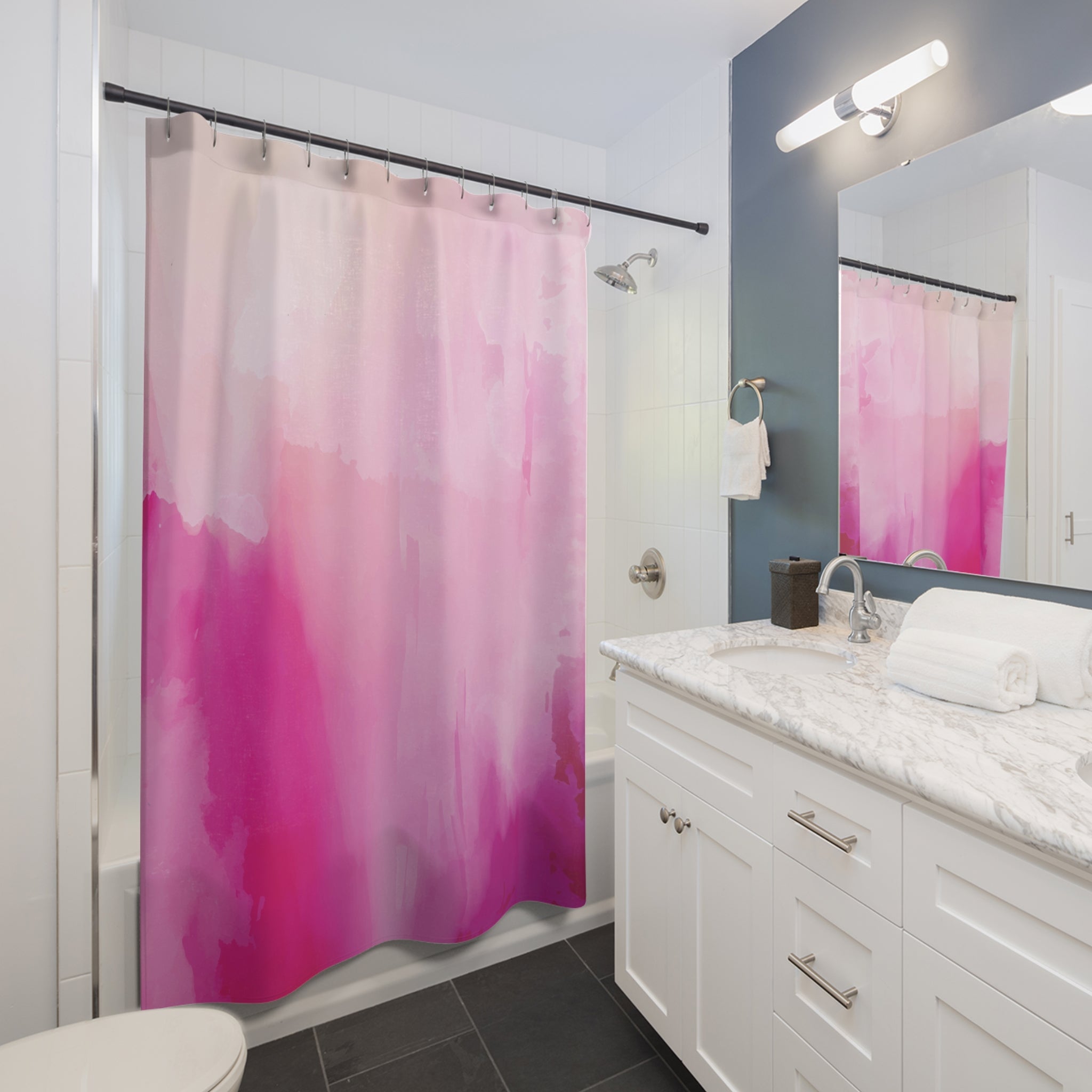 Abstract Shower Curtain | Bright, Blush Pink Ombre