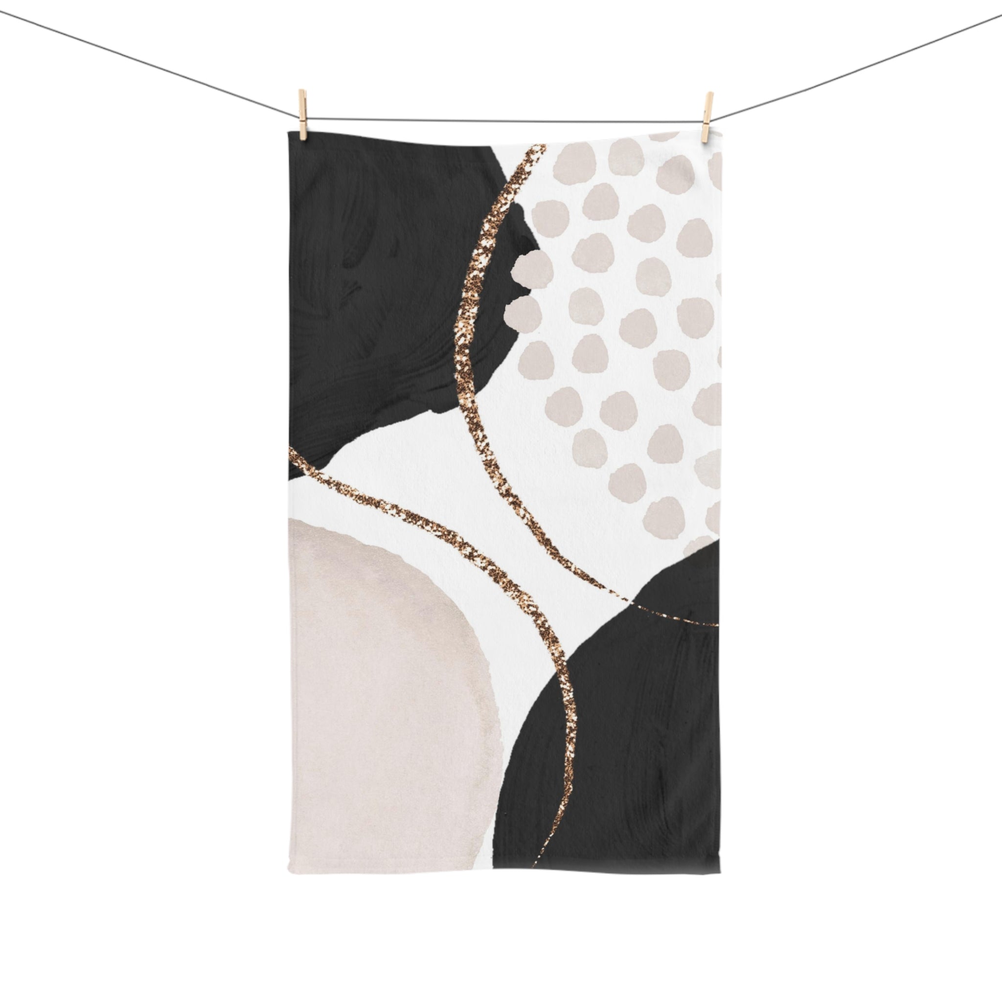 Abstract Kitchen, Bath Hand Towel | Black White Ivory