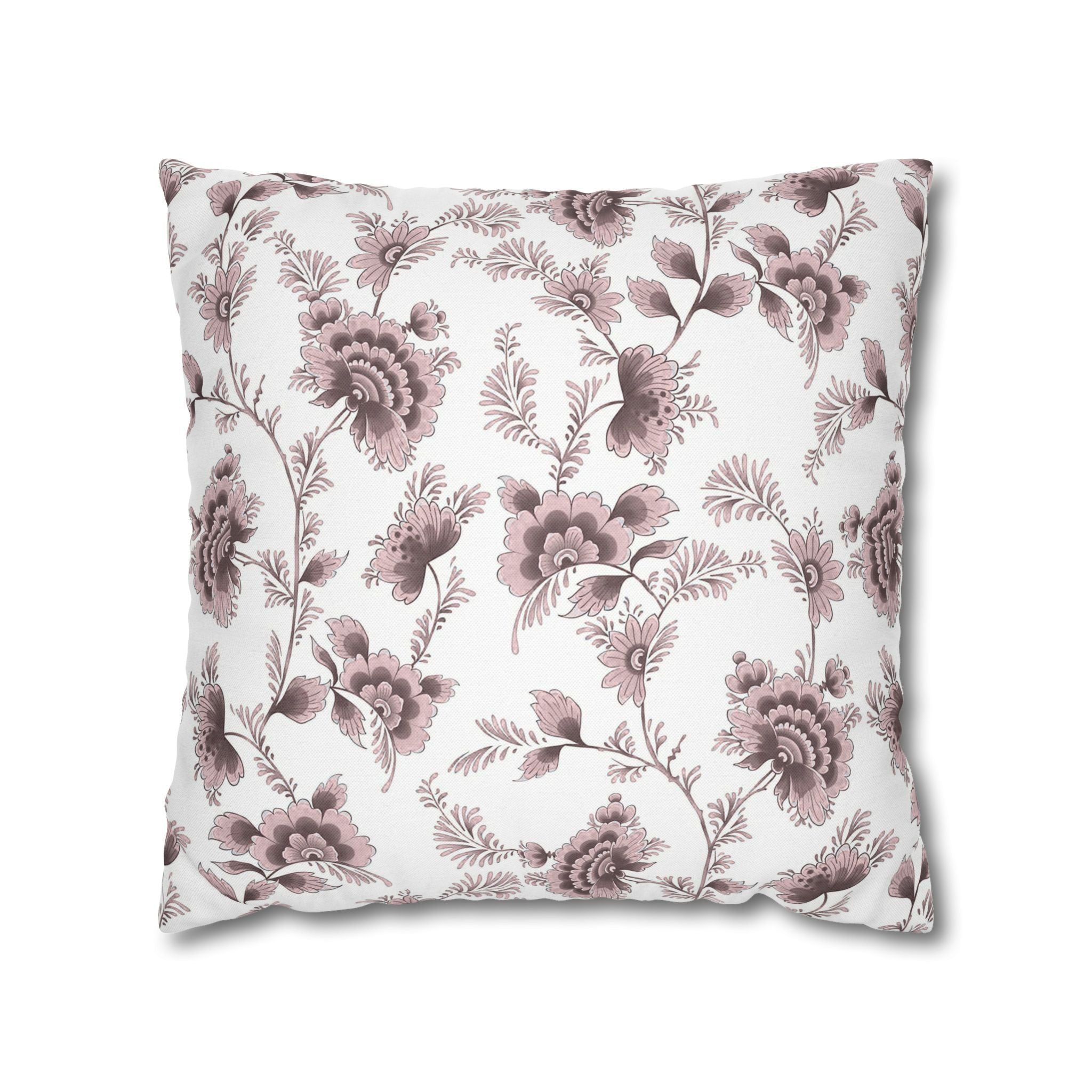 Floral Pillow Cover | Chinoiserie Blush Pink Brown White Pillowcase